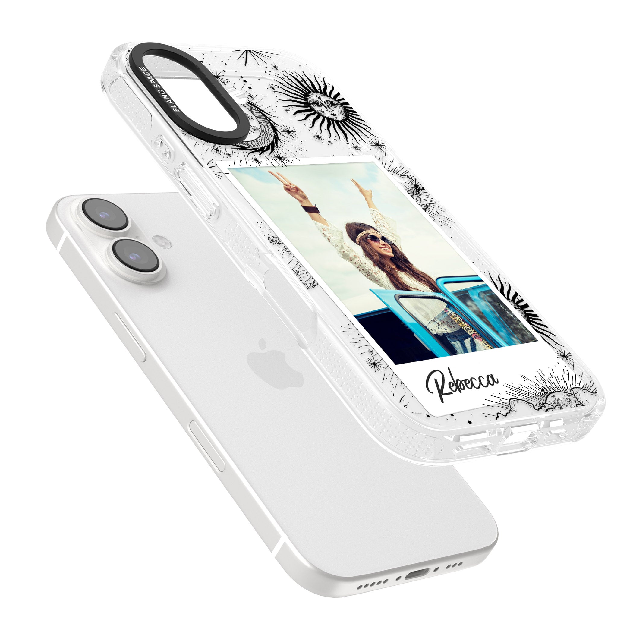 Personalised Astrology Instant Photo iPhone 16 / 16 Plus Clear Case Impact Air - Blanc Space