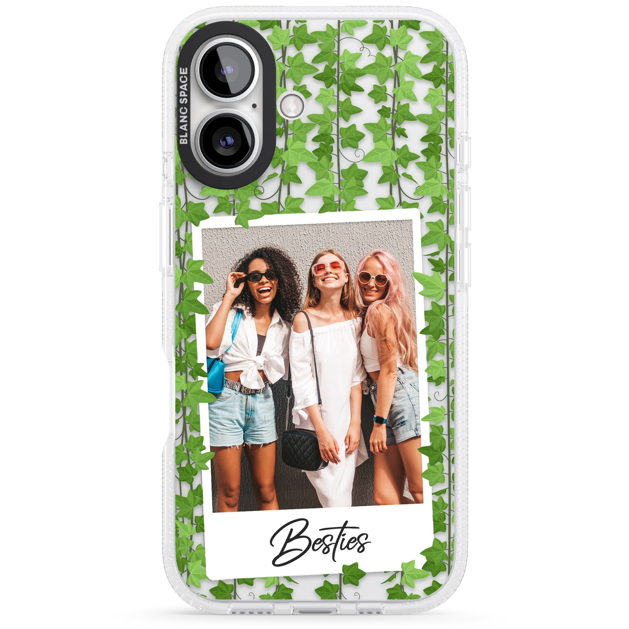 Personalised Ivy Vine Instant Photo iPhone 16 / 16 Plus Clear Case Impact Air - Blanc Space
