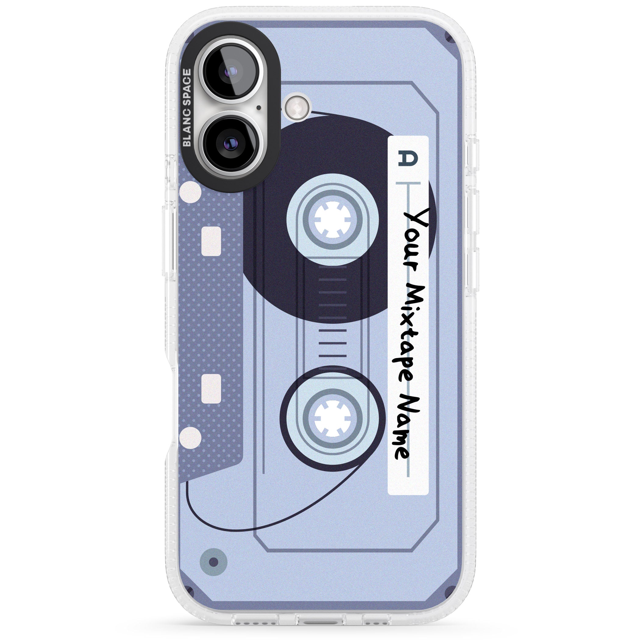 Personalised Industrial Mixtape iPhone 16 / 16 Plus Clear Case Impact Air - Blanc Space