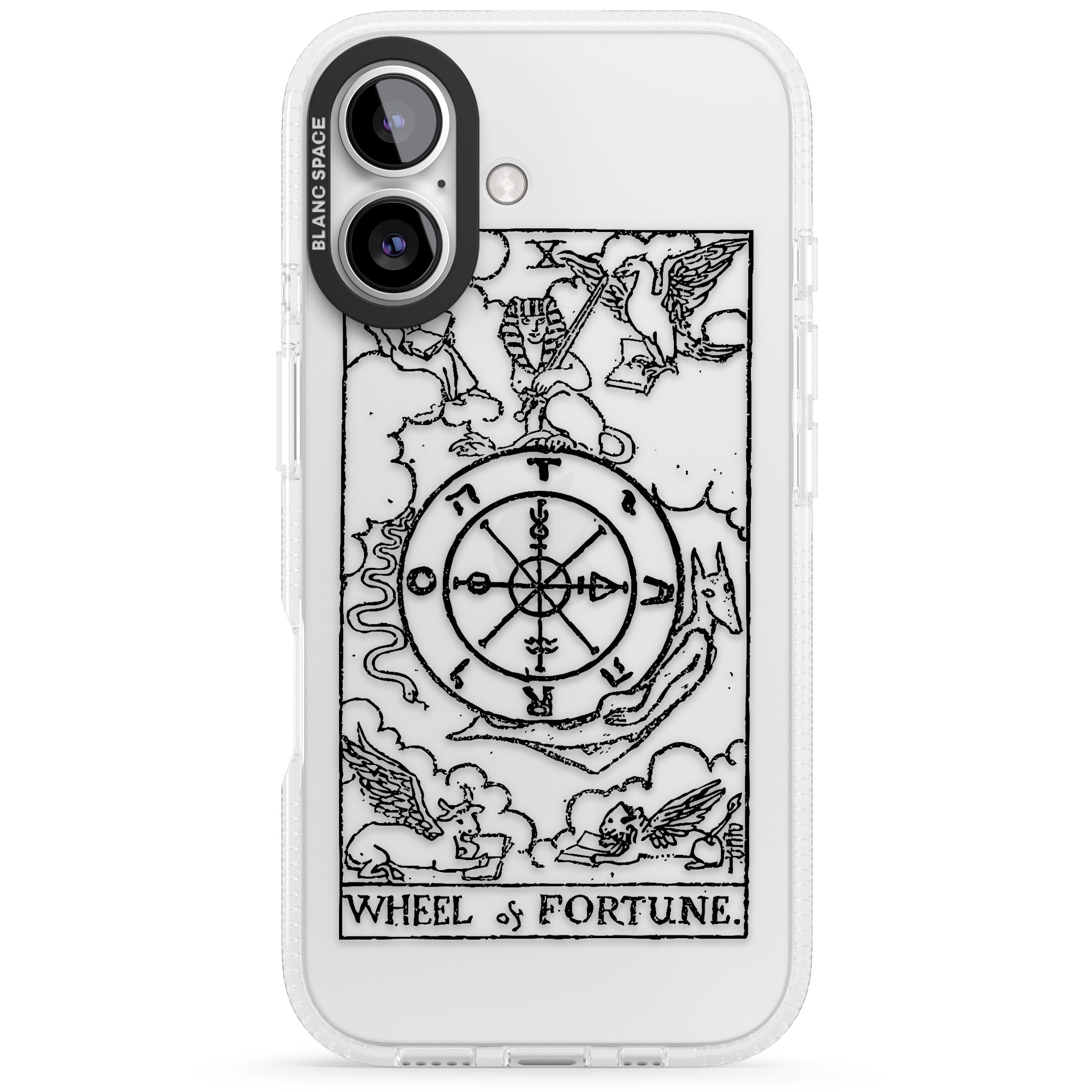 Personalised Wheel of Fortune Tarot Card - Transparent iPhone 16 / 16 Plus Clear Case Impact Air - Blanc Space