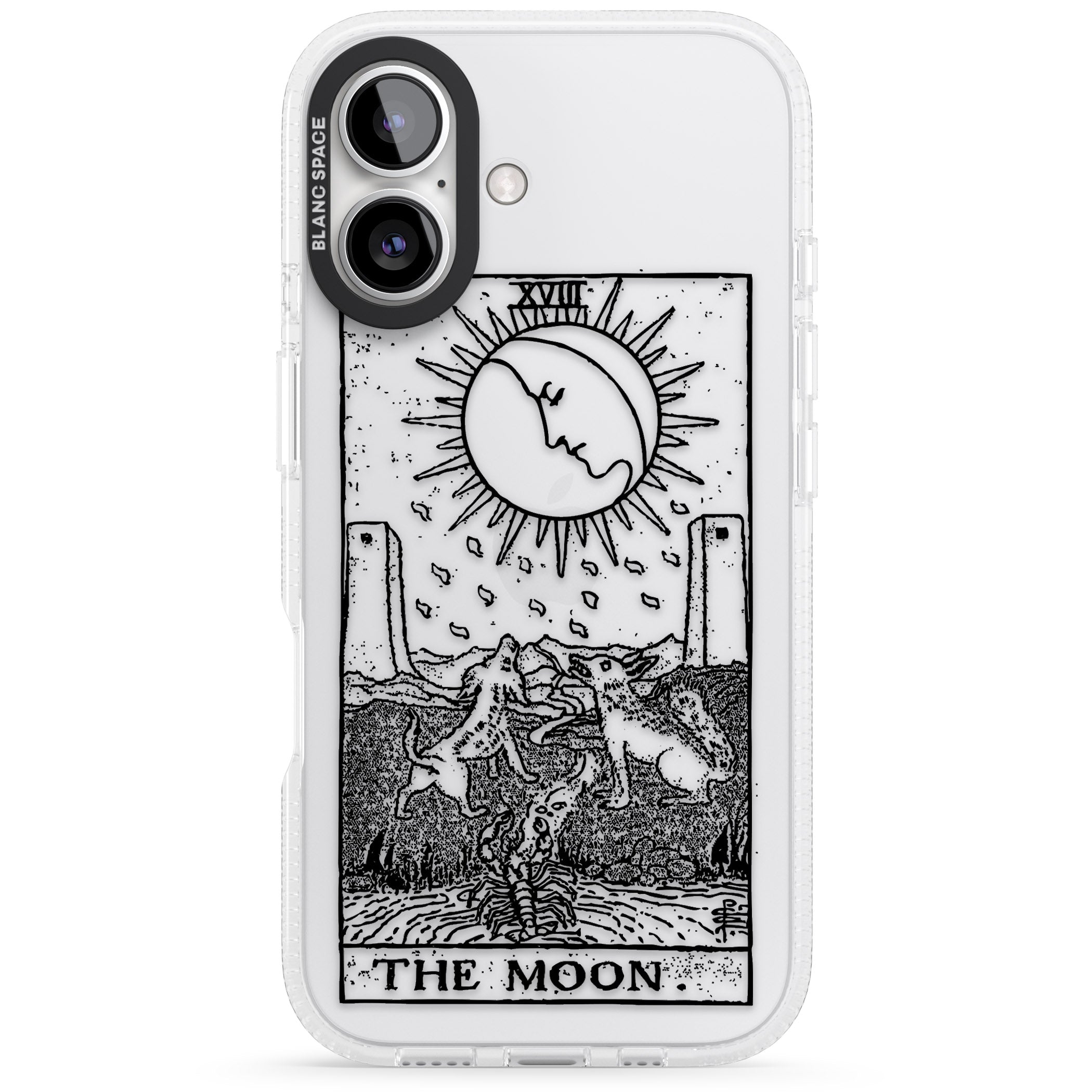 Personalised The Moon Tarot Card - Transparent iPhone 16 / 16 Plus Clear Case Impact Air - Blanc Space