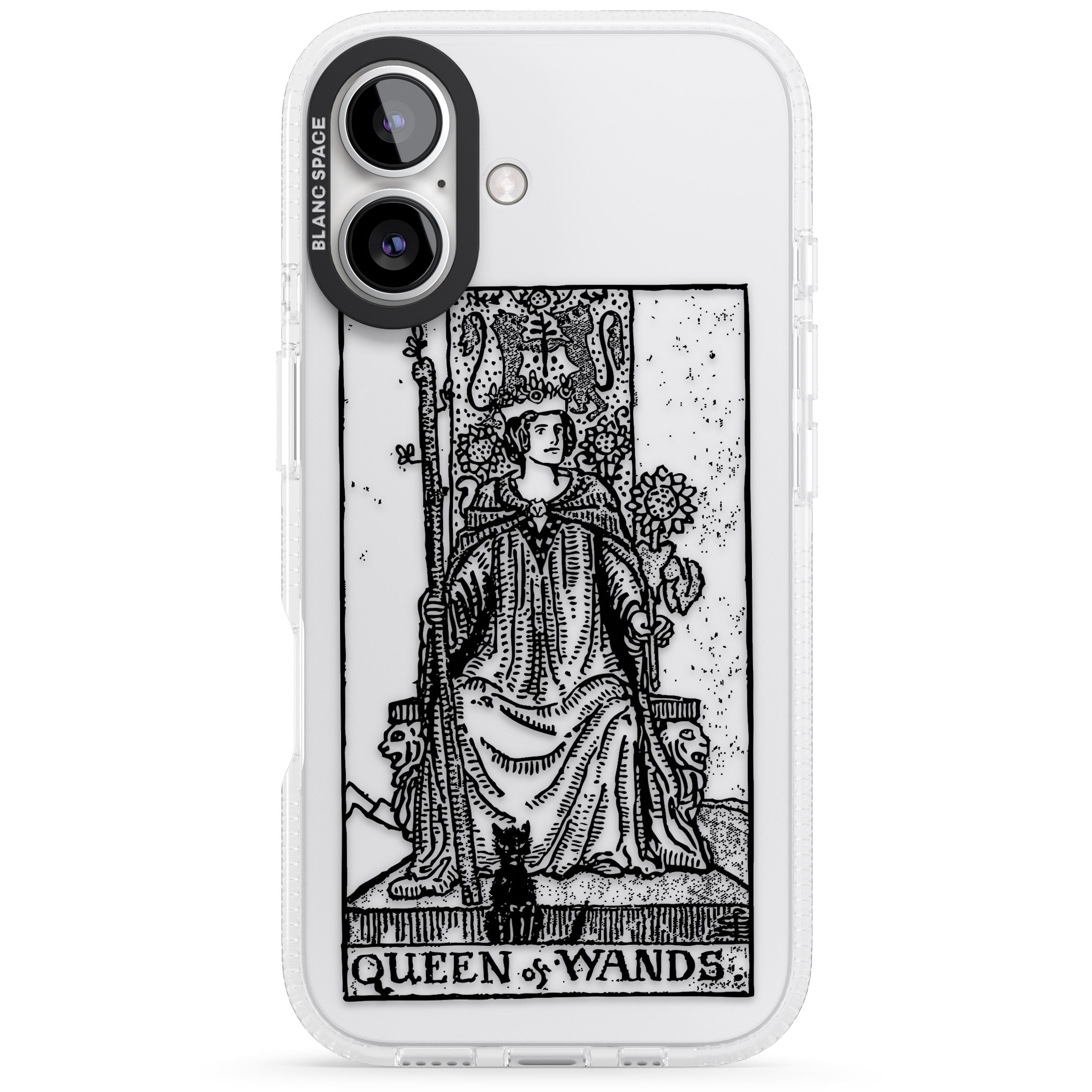 Personalised Queen of Wands Tarot Card - Transparent iPhone 16 / 16 Plus Clear Case Impact Air - Blanc Space
