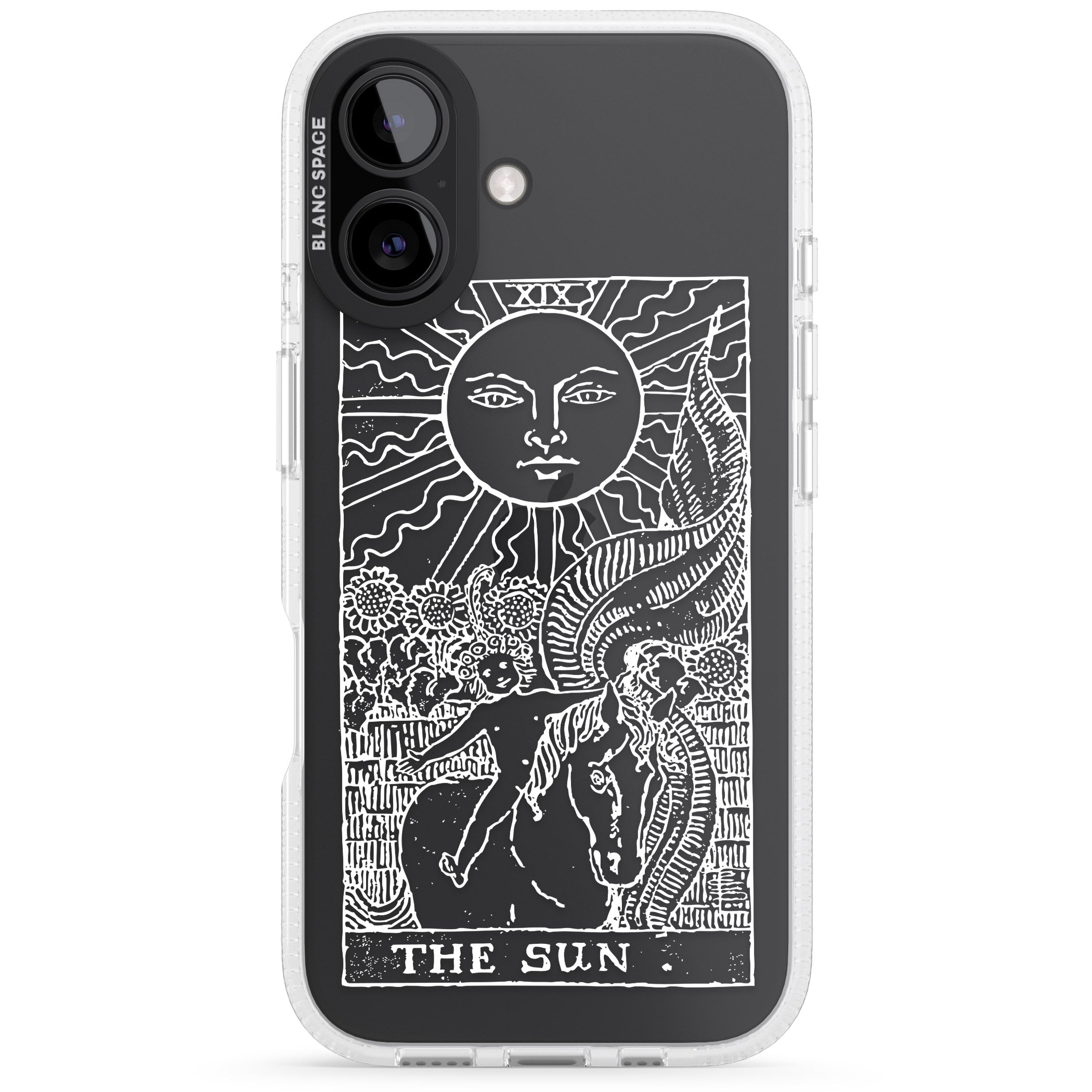 Personalised The Sun Tarot Card - White Transparent iPhone 16 / 16 Plus Clear Case Impact Air - Blanc Space