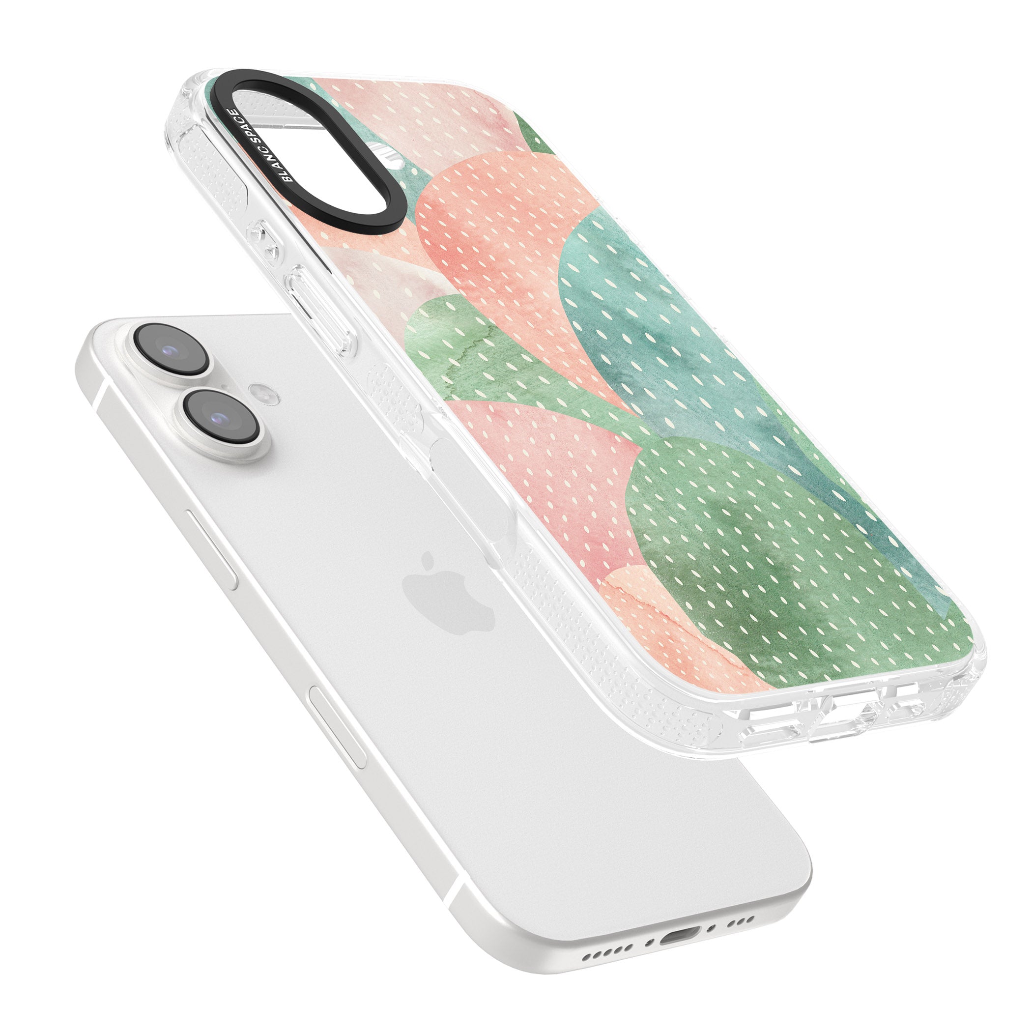 Colourful Close-Up Cacti Design iPhone 16 / 16 Plus Clear Case Impact Air - Blanc Space