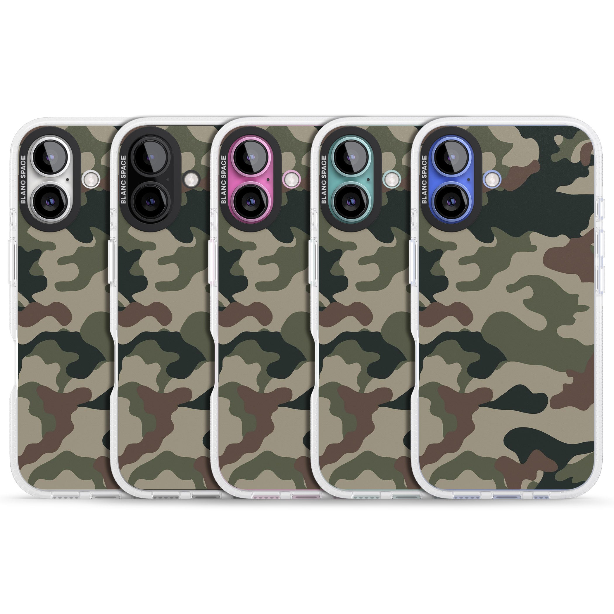 Woodland British Camo iPhone 16 / 16 Plus Clear Case Impact Air - Blanc Space