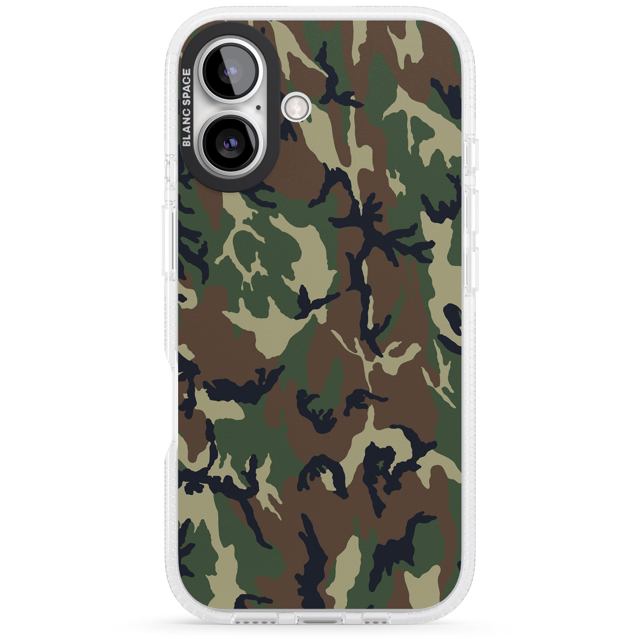 Forest Green Camo iPhone 16 / 16 Plus Clear Case Impact Air - Blanc Space