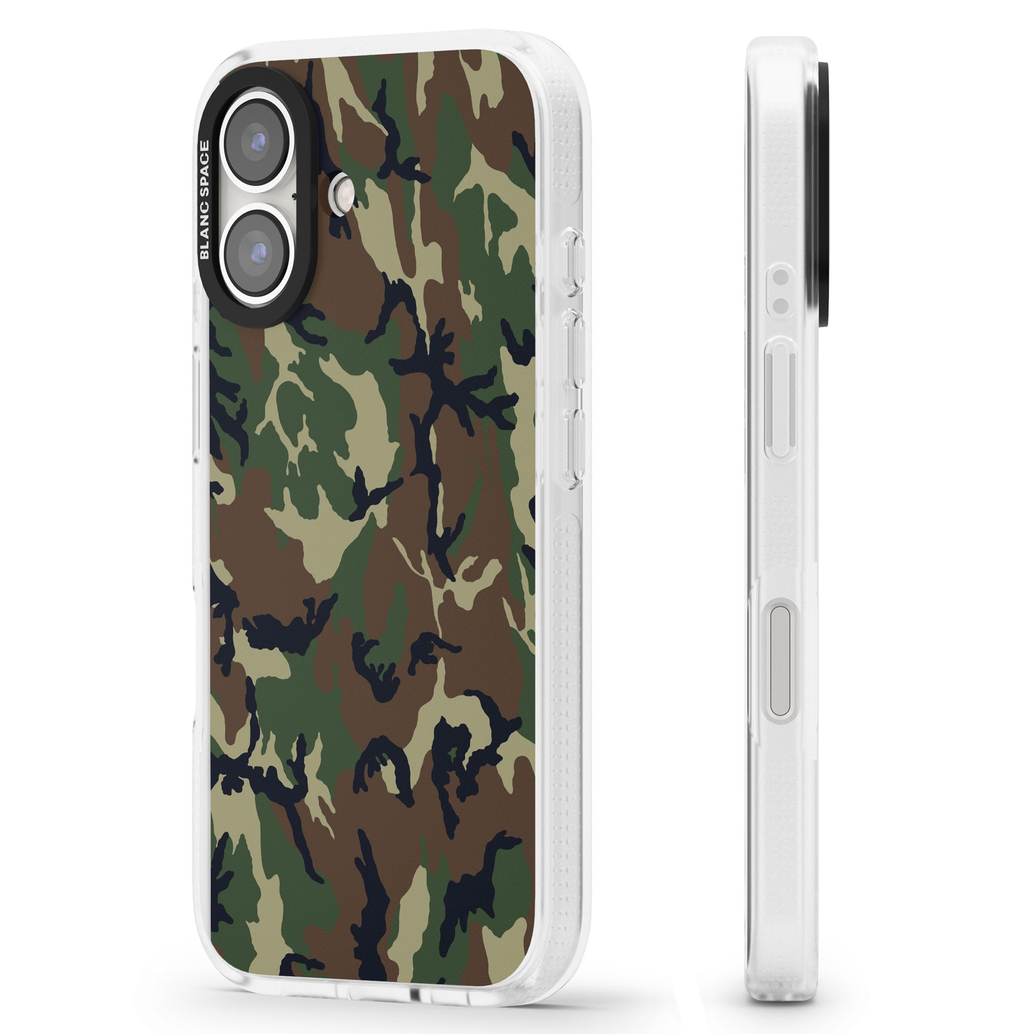Forest Green Camo iPhone 16 / 16 Plus Clear Case Impact Air - Blanc Space