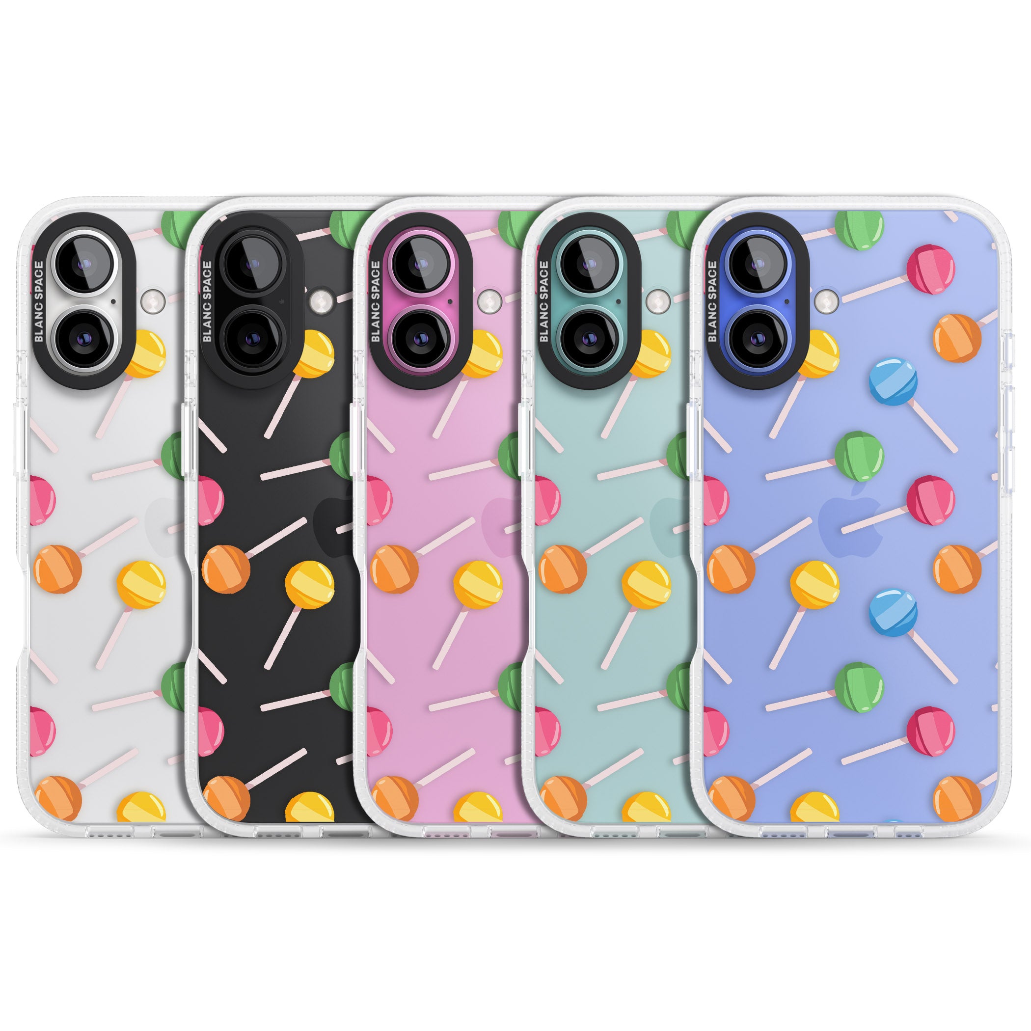 Lollipop Pattern iPhone 16 / 16 Plus Clear Case Impact Air - Blanc Space