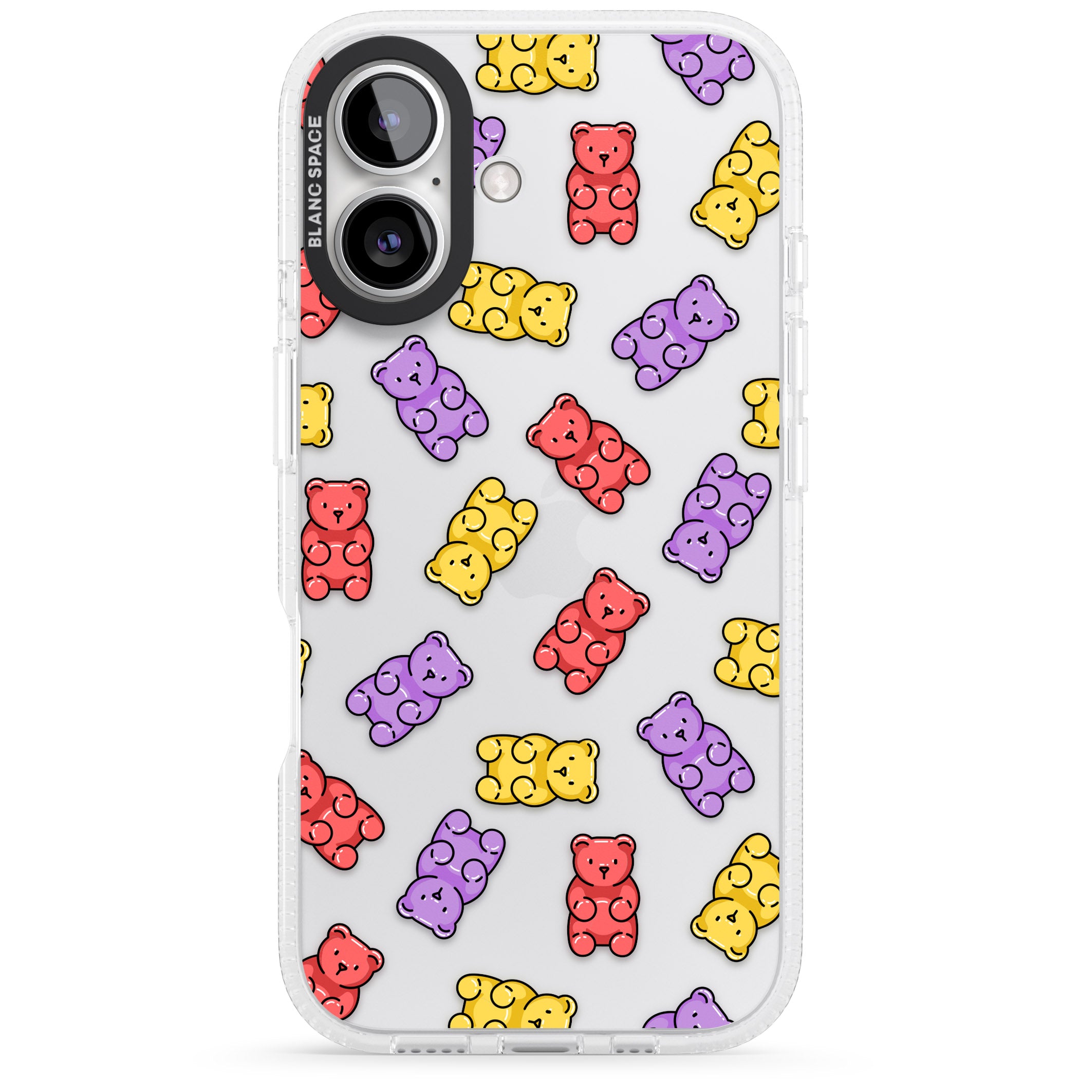 Gummy Bear Pattern iPhone 16 / 16 Plus Clear Case Impact Air - Blanc Space