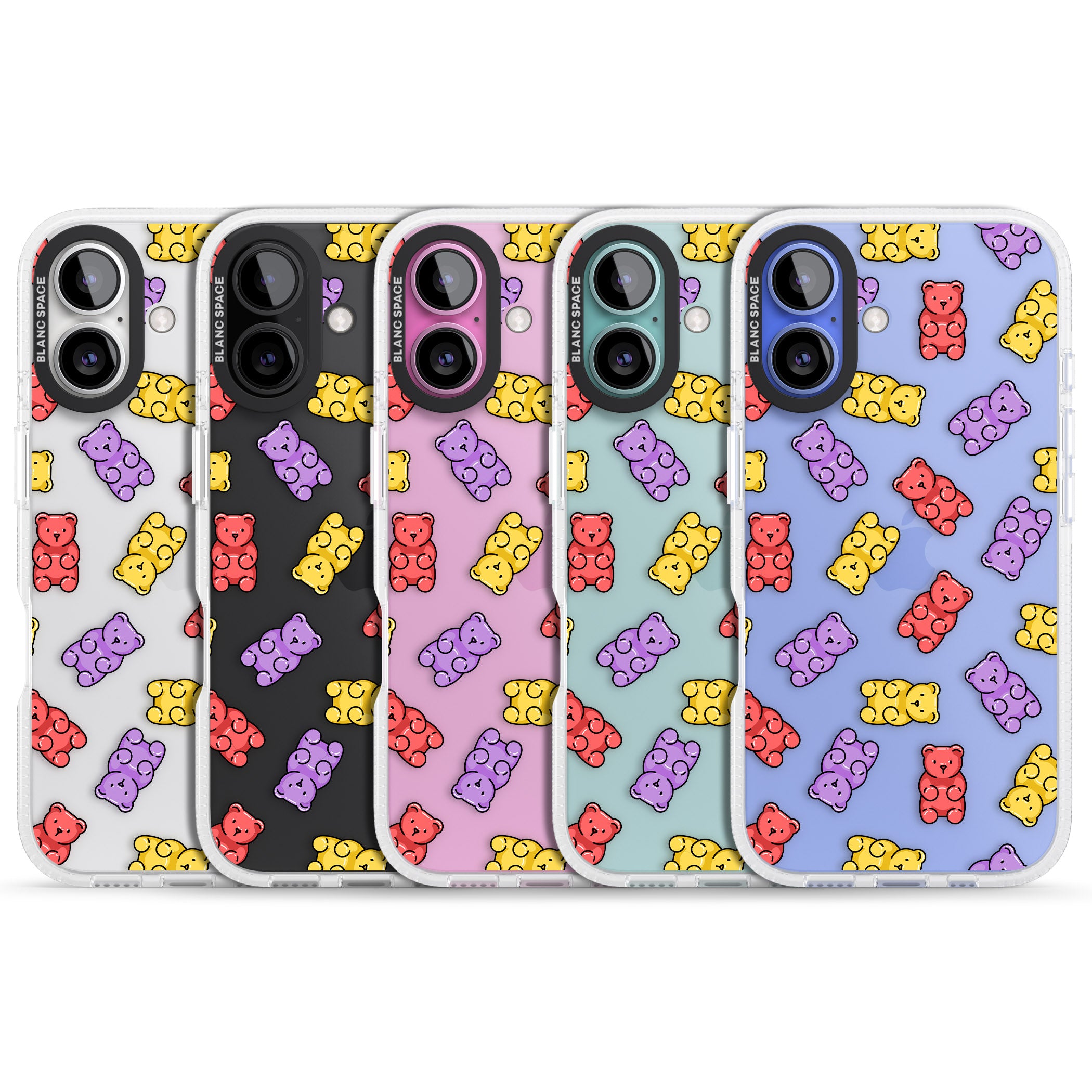 Gummy Bear Pattern iPhone 16 / 16 Plus Clear Case Impact Air - Blanc Space