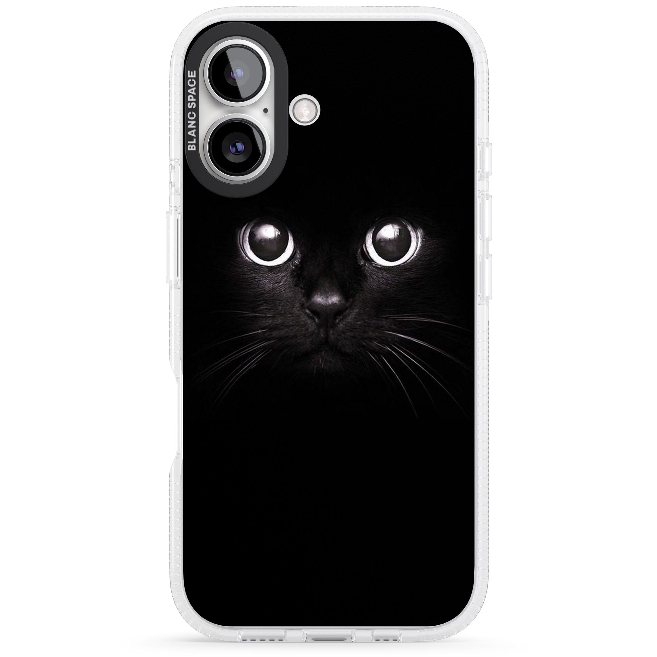 Black Cat iPhone 16 / 16 Plus Clear Case Impact Air - Blanc Space