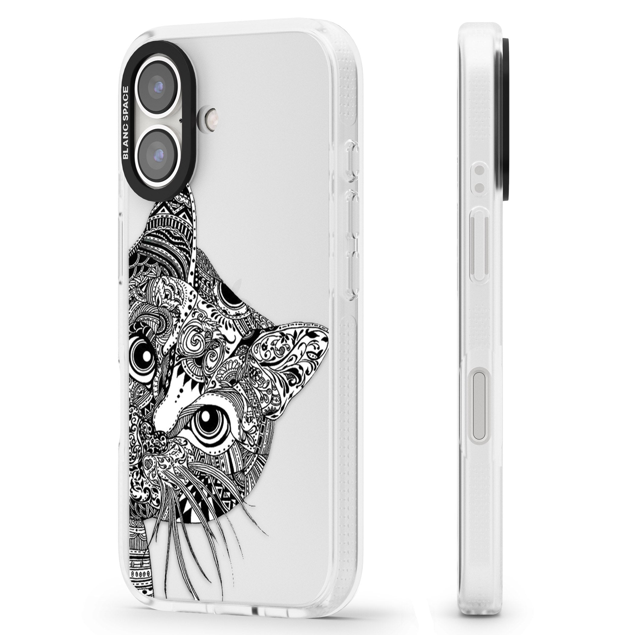 Henna Cat iPhone 16 / 16 Plus Clear Case Impact Air - Blanc Space