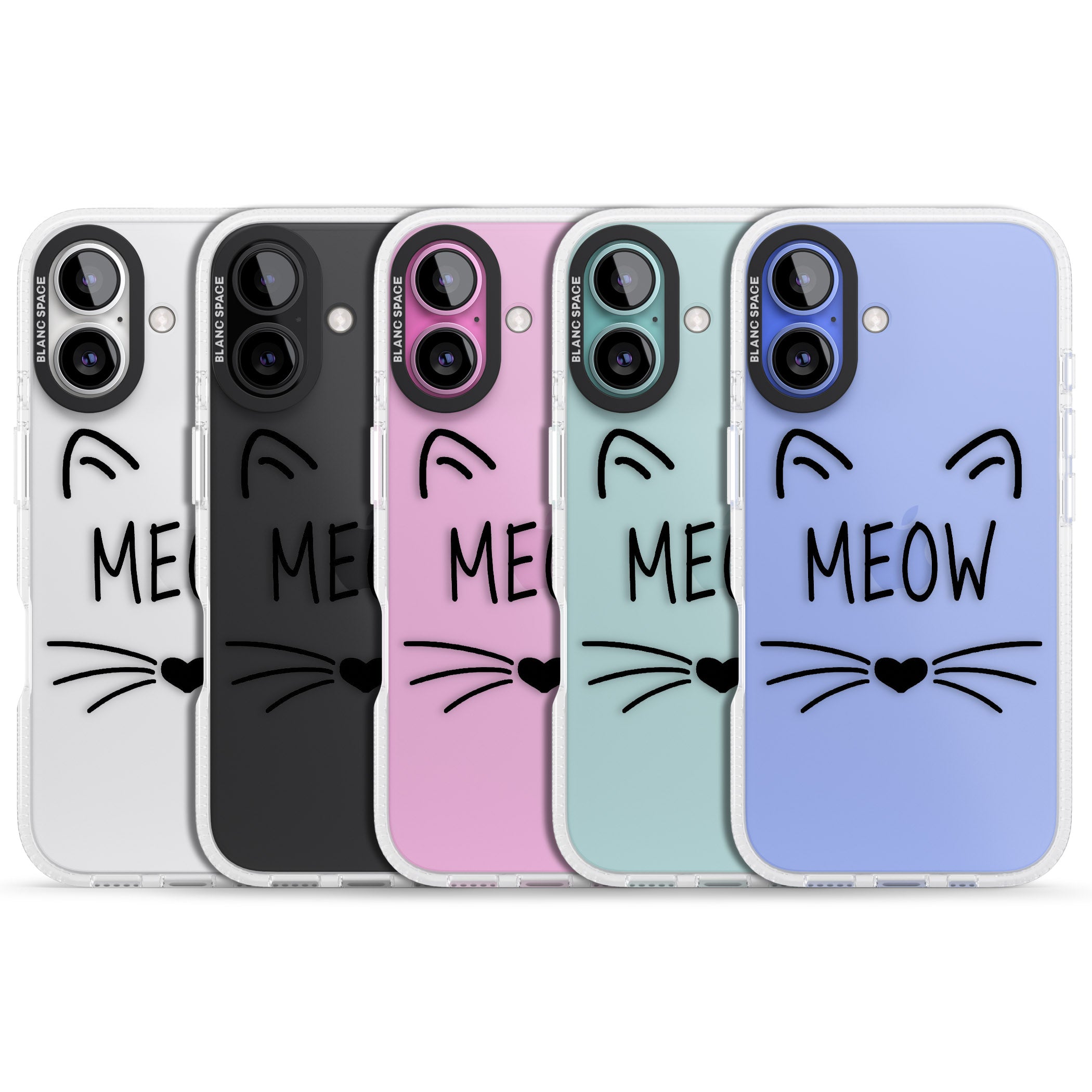 Cat Whiskers iPhone 16 / 16 Plus Clear Case Impact Air - Blanc Space