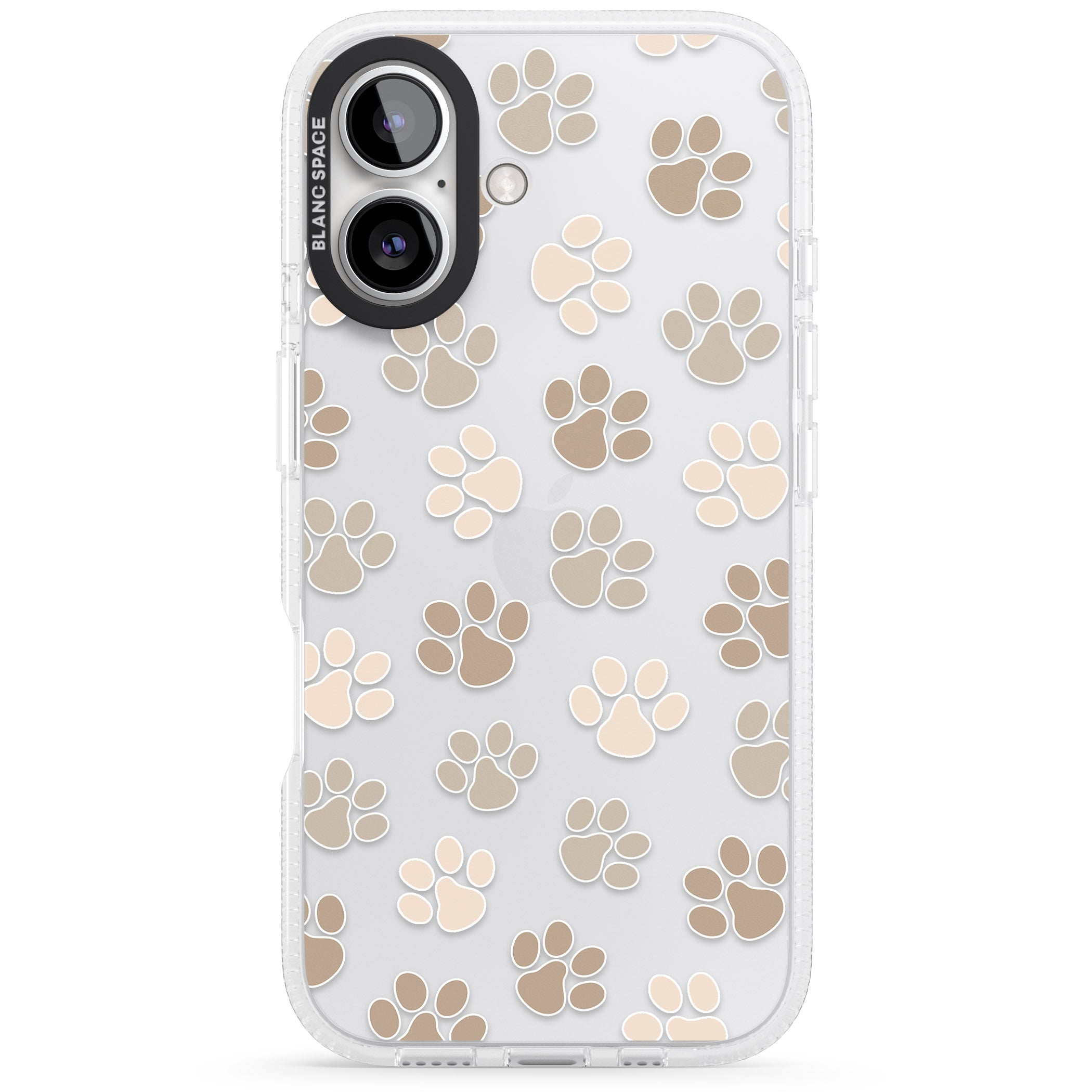 Paw Prints iPhone 16 / 16 Plus Clear Case Impact Air - Blanc Space