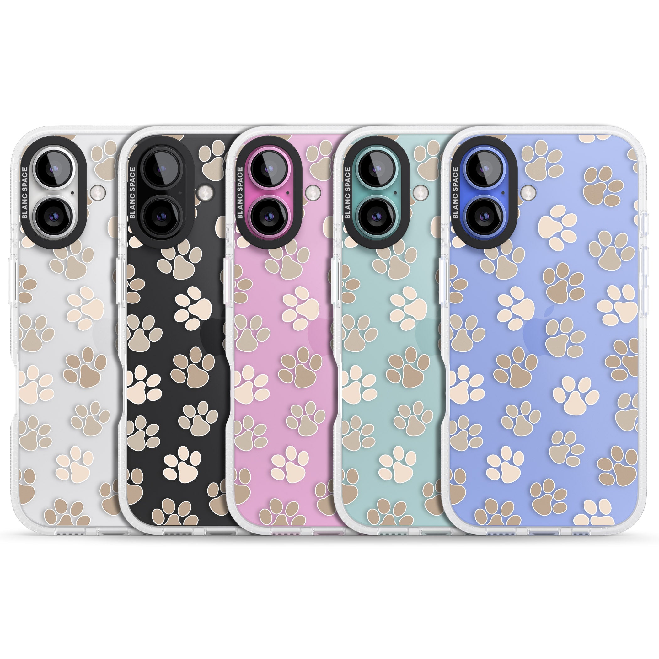 Paw Prints iPhone 16 / 16 Plus Clear Case Impact Air - Blanc Space