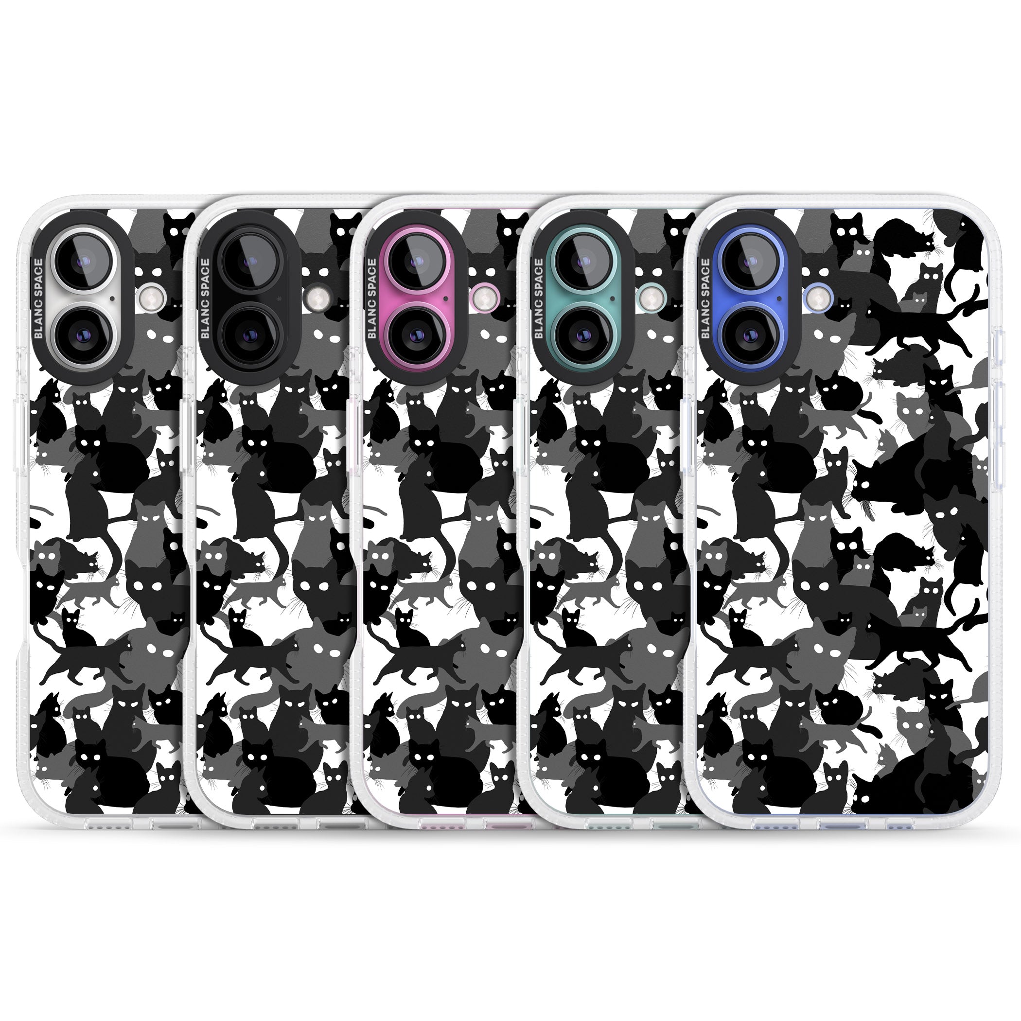 Black & White Cat Camouflage iPhone 16 / 16 Plus Clear Case Impact Air - Blanc Space