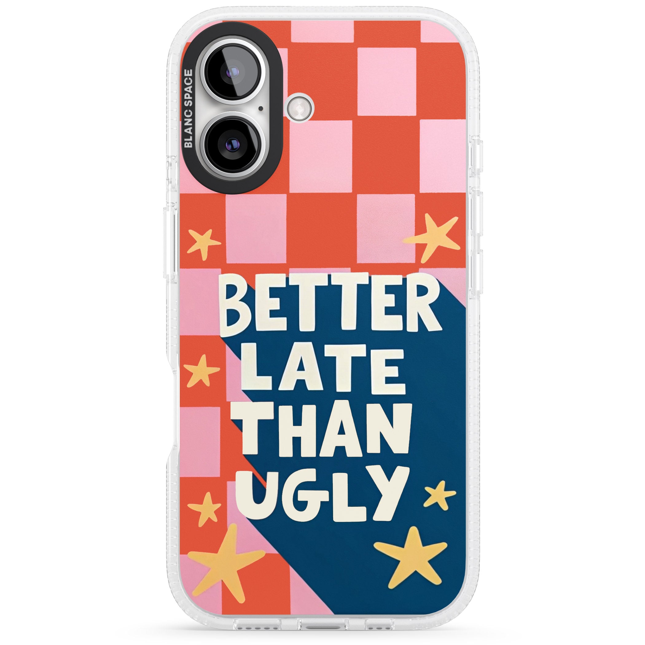 Better Late Than Ugly iPhone 16 / 16 Plus Clear Case Impact Air - Blanc Space