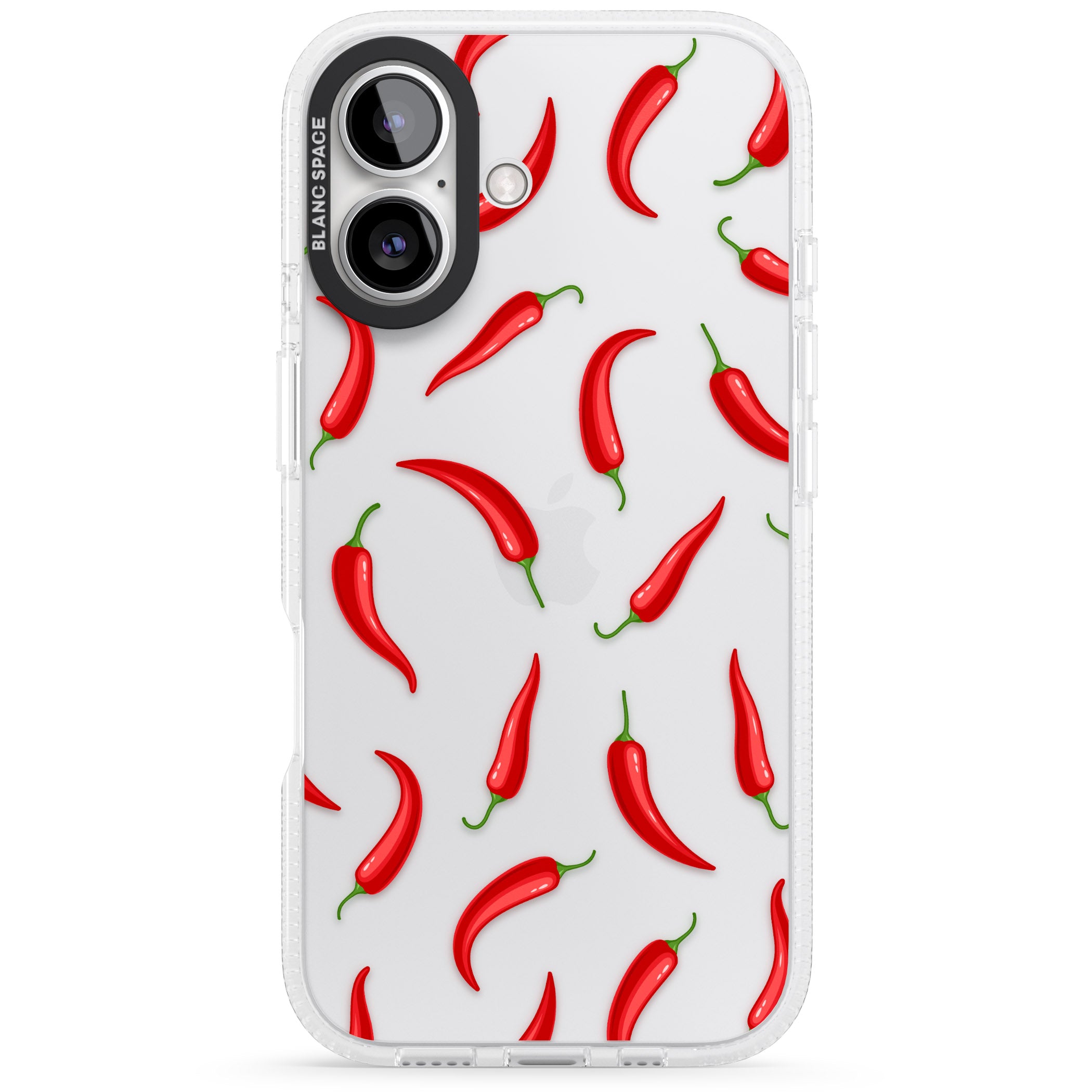Chilli Pattern iPhone 16 / 16 Plus Clear Case Impact Air - Blanc Space