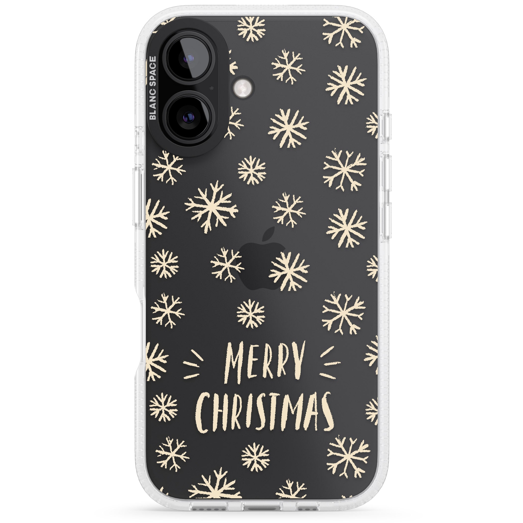 Christmas Snowflake Pattern iPhone 16 / 16 Plus Clear Case Impact Air - Blanc Space