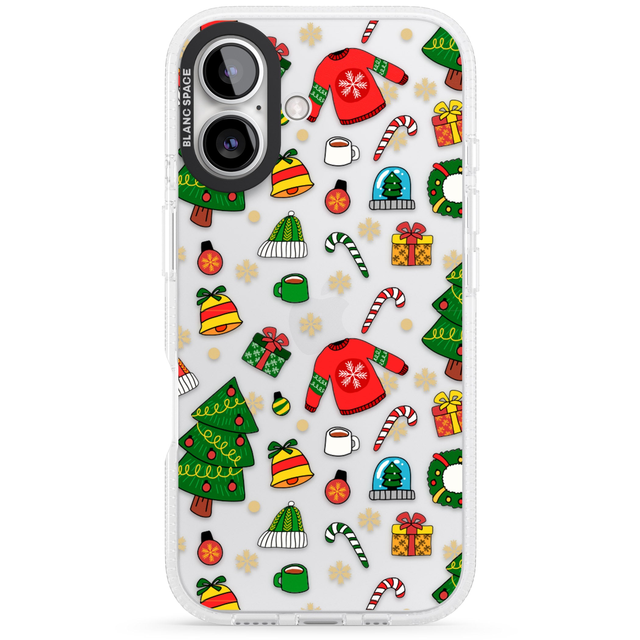 Christmas Mixture Pattern iPhone 16 / 16 Plus Clear Case Impact Air - Blanc Space