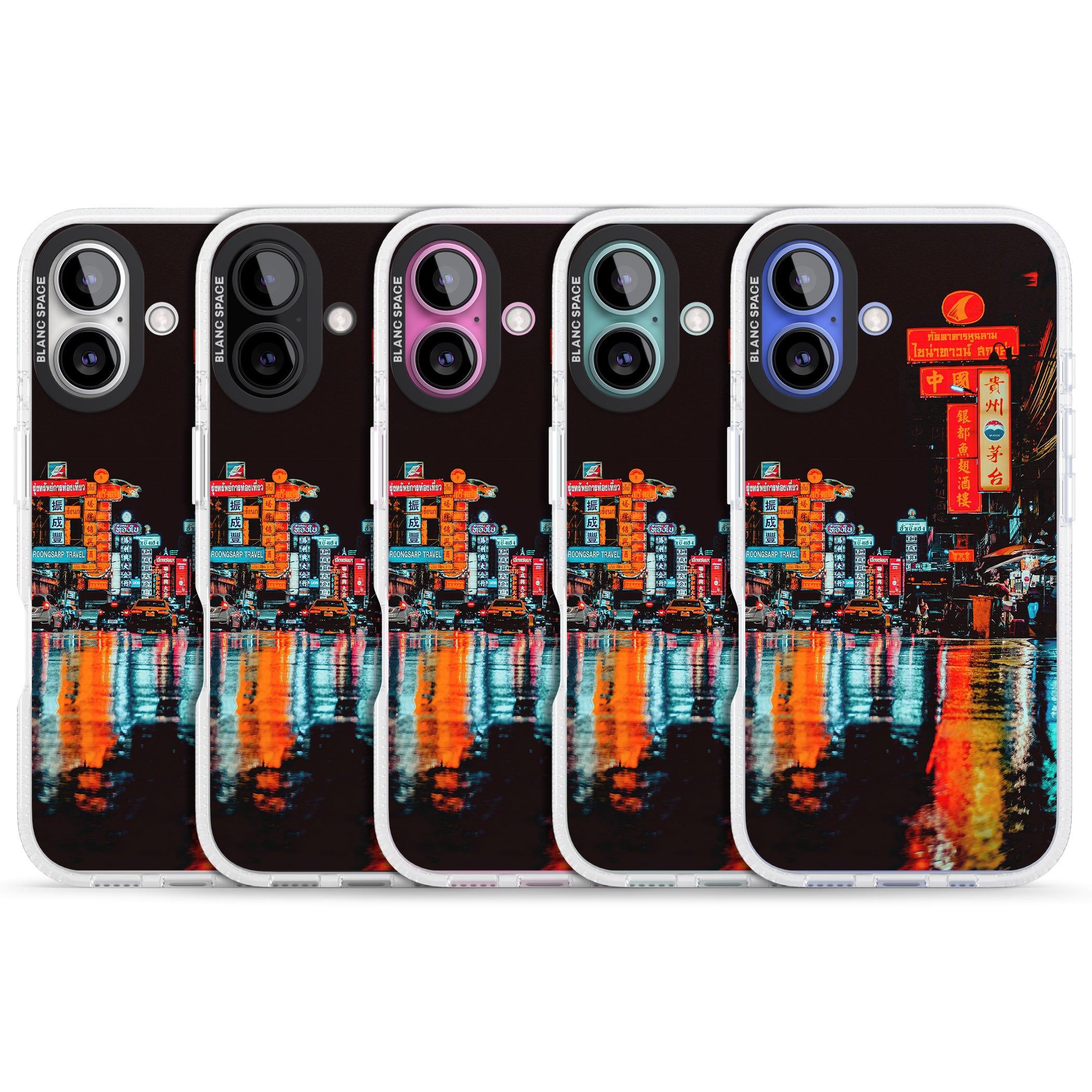 Neon City iPhone 16 / 16 Plus Clear Case Impact Air - Blanc Space