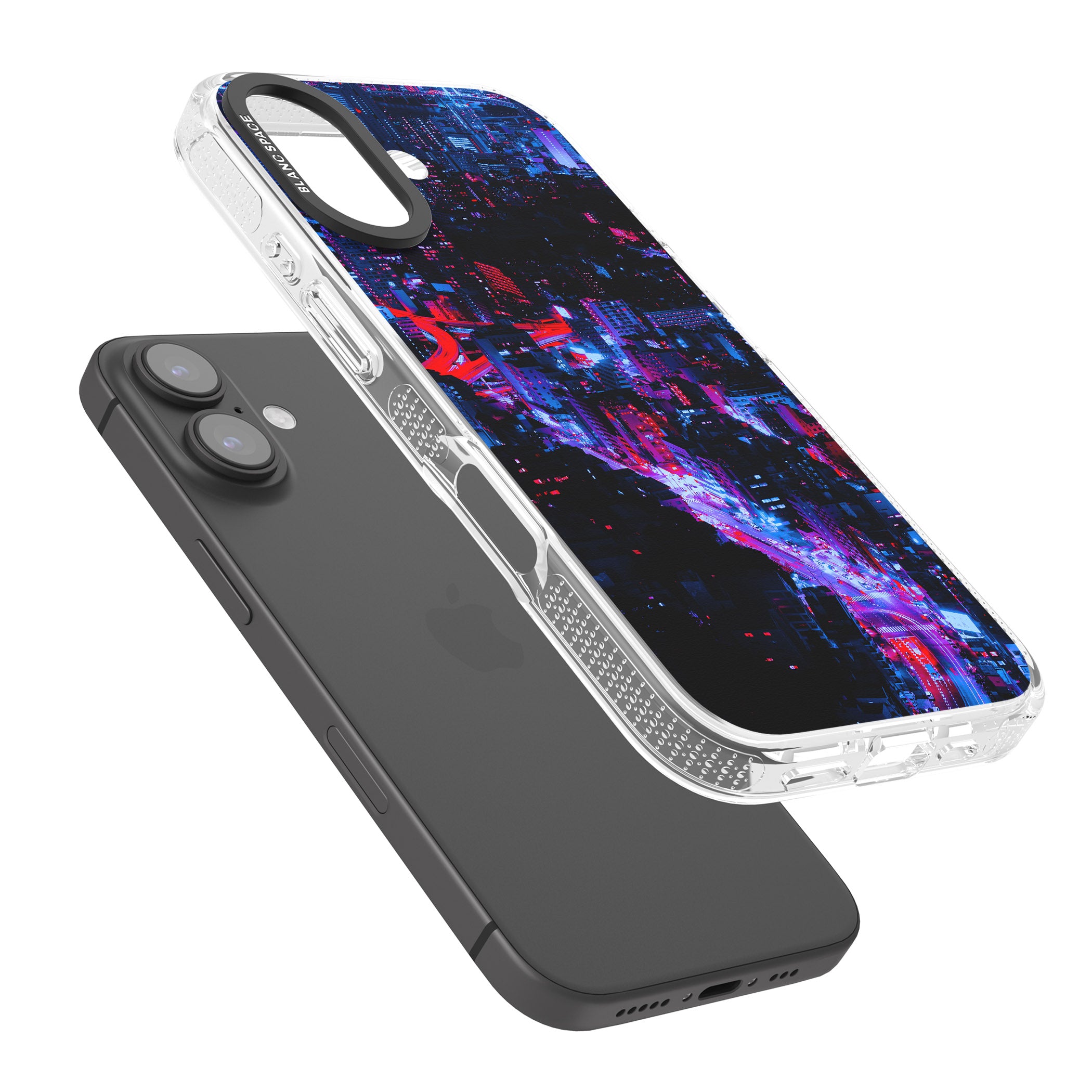 Arial City View - Neon Cities Photographs iPhone 16 / 16 Plus Clear Case Impact Air - Blanc Space