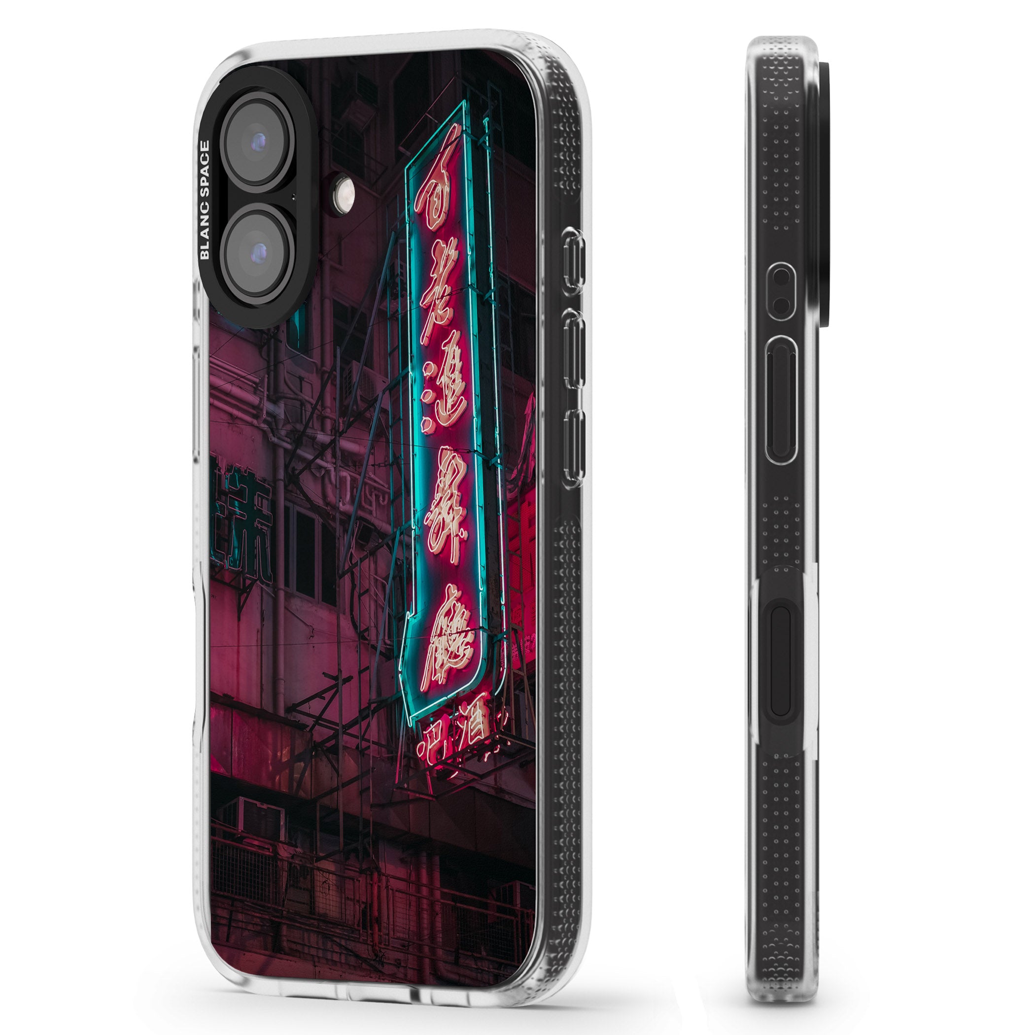 Large Kanji Sign - Neon Cities Photographs iPhone 16 / 16 Plus Clear Case Impact Air - Blanc Space