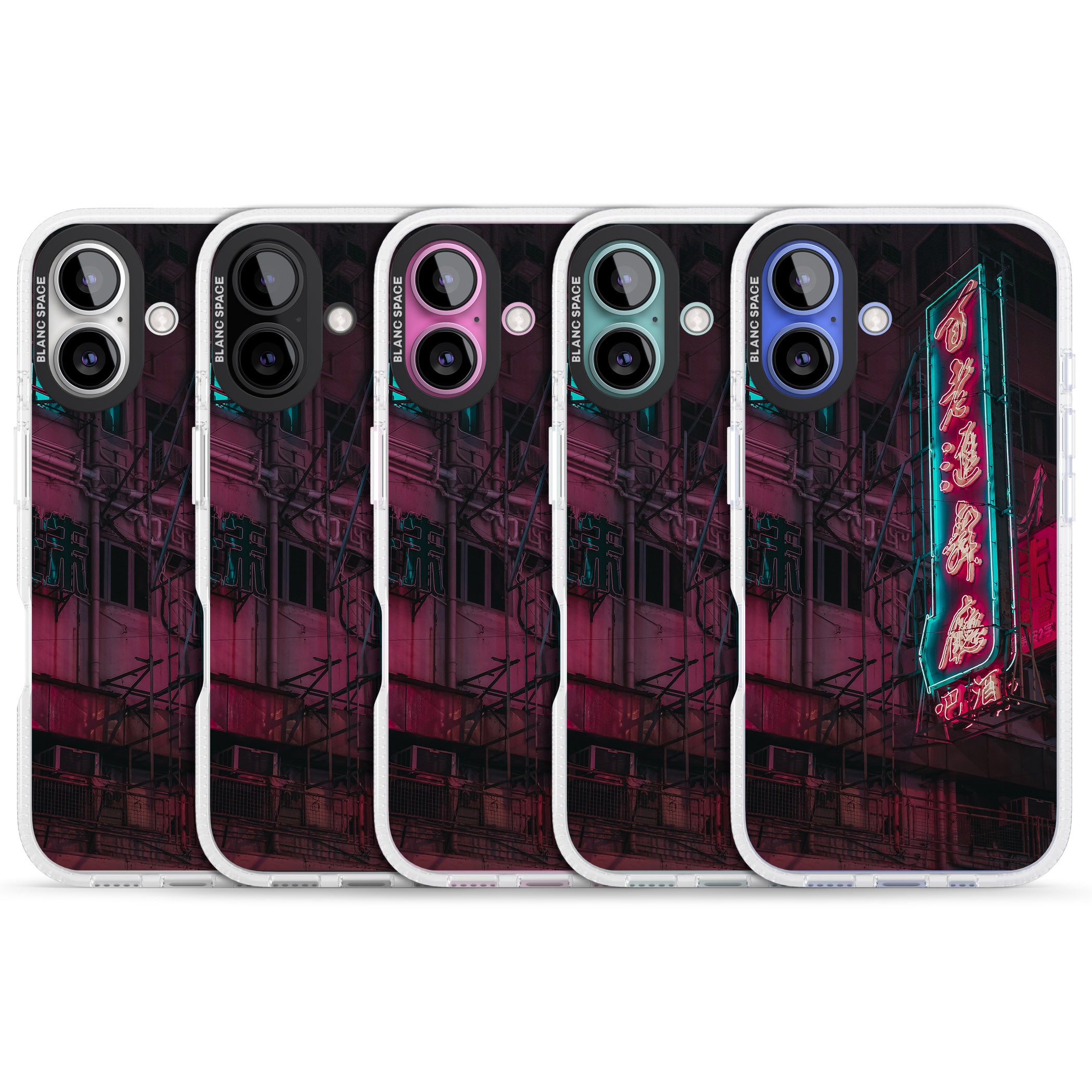 Large Kanji Sign - Neon Cities Photographs iPhone 16 / 16 Plus Clear Case Impact Air - Blanc Space