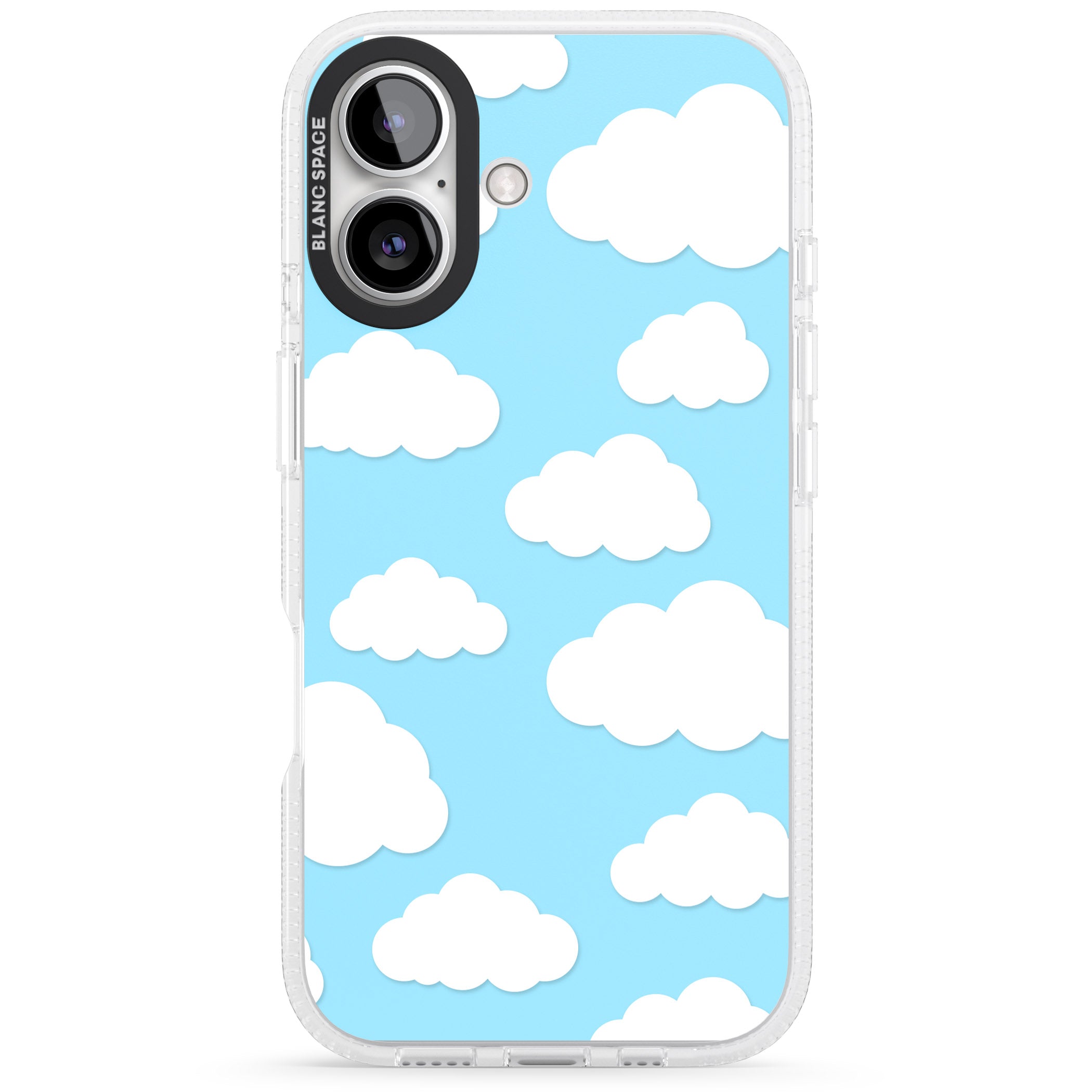Blue Sky & Clouds Pattern iPhone 16 / 16 Plus Clear Case Impact Air - Blanc Space