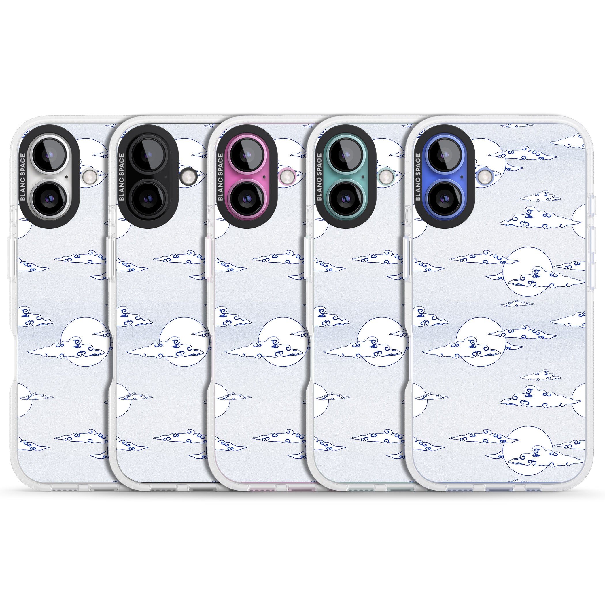 Moon & Clouds iPhone 16 / 16 Plus Clear Case Impact Air - Blanc Space