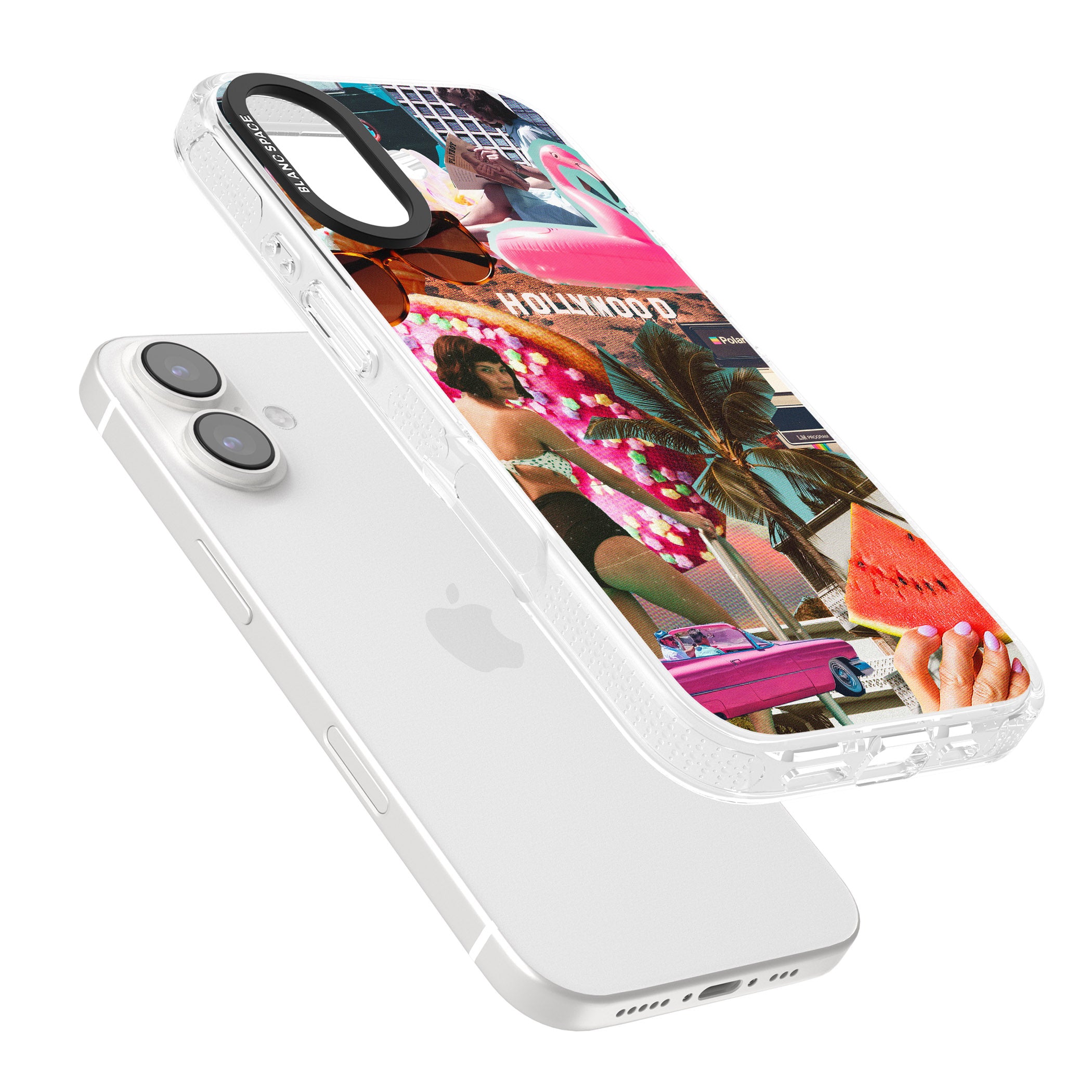 Vintage Collage: Hollywood Mix iPhone 16 / 16 Plus Clear Case Impact Air - Blanc Space