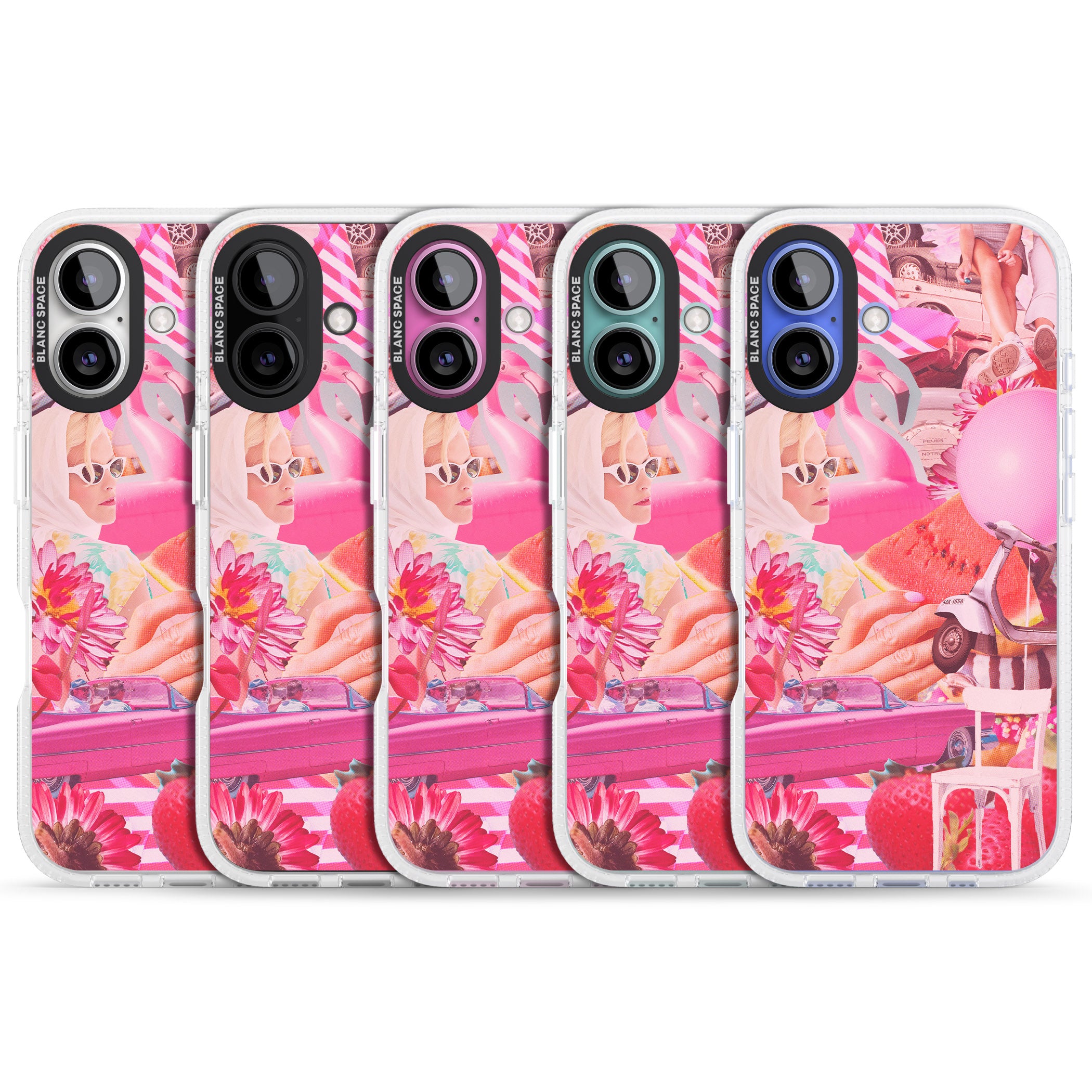 Vintage Collage: Pink Glamour iPhone 16 / 16 Plus Clear Case Impact Air - Blanc Space