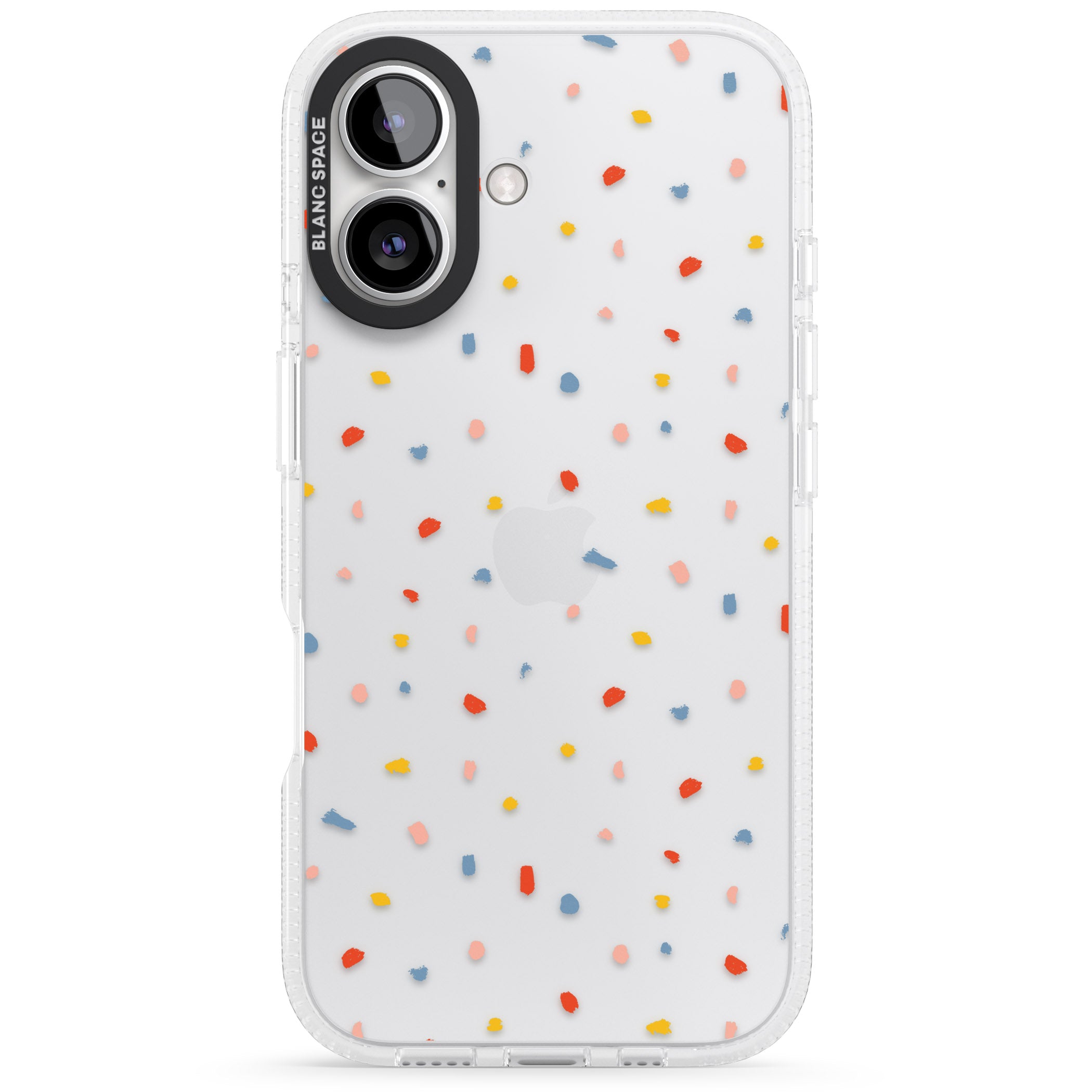 Small Confetti Print Clear iPhone 16 / 16 Plus Clear Case Impact Air - Blanc Space