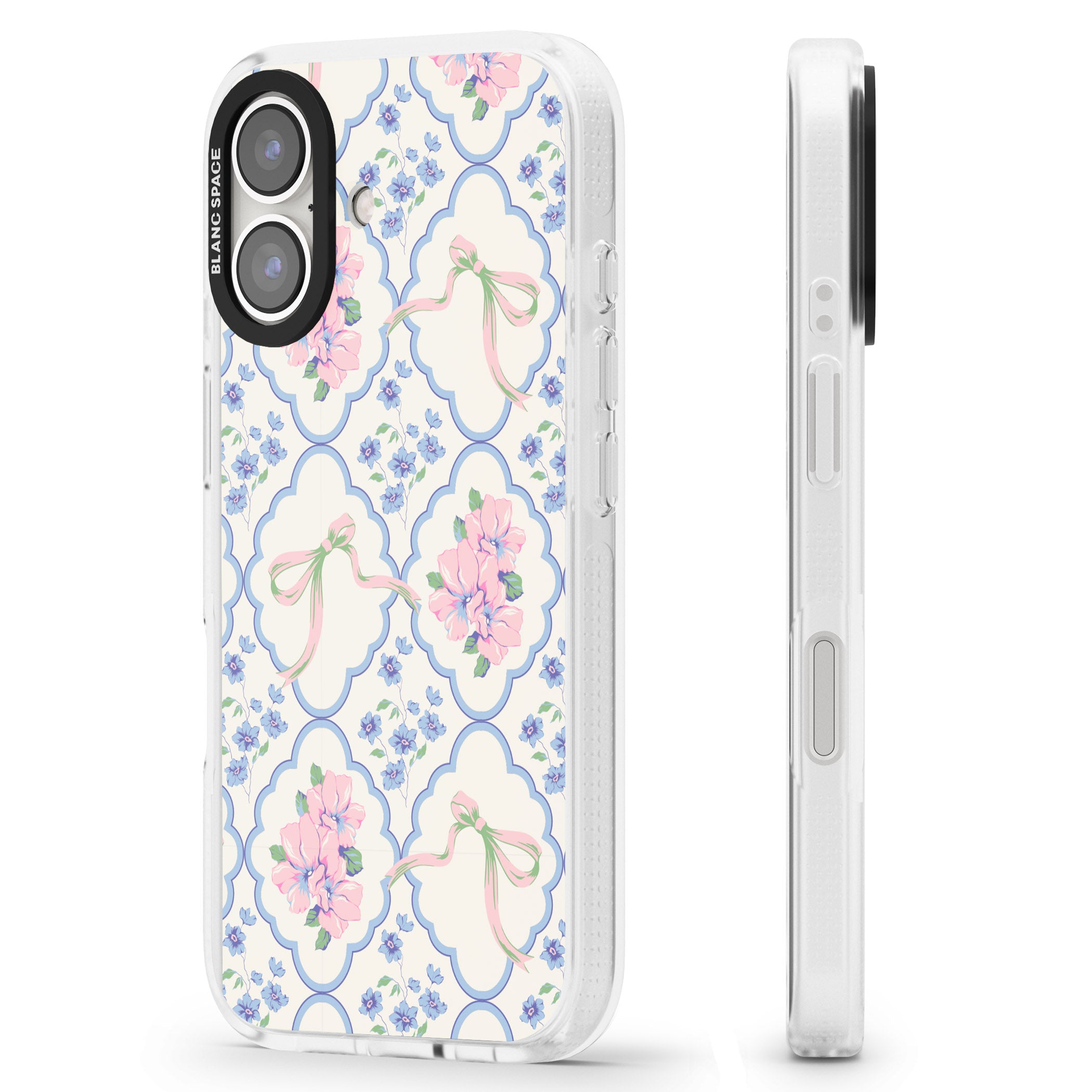 Coquette Flowers & Bows iPhone 16 / 16 Plus Clear Case Impact Air - Blanc Space