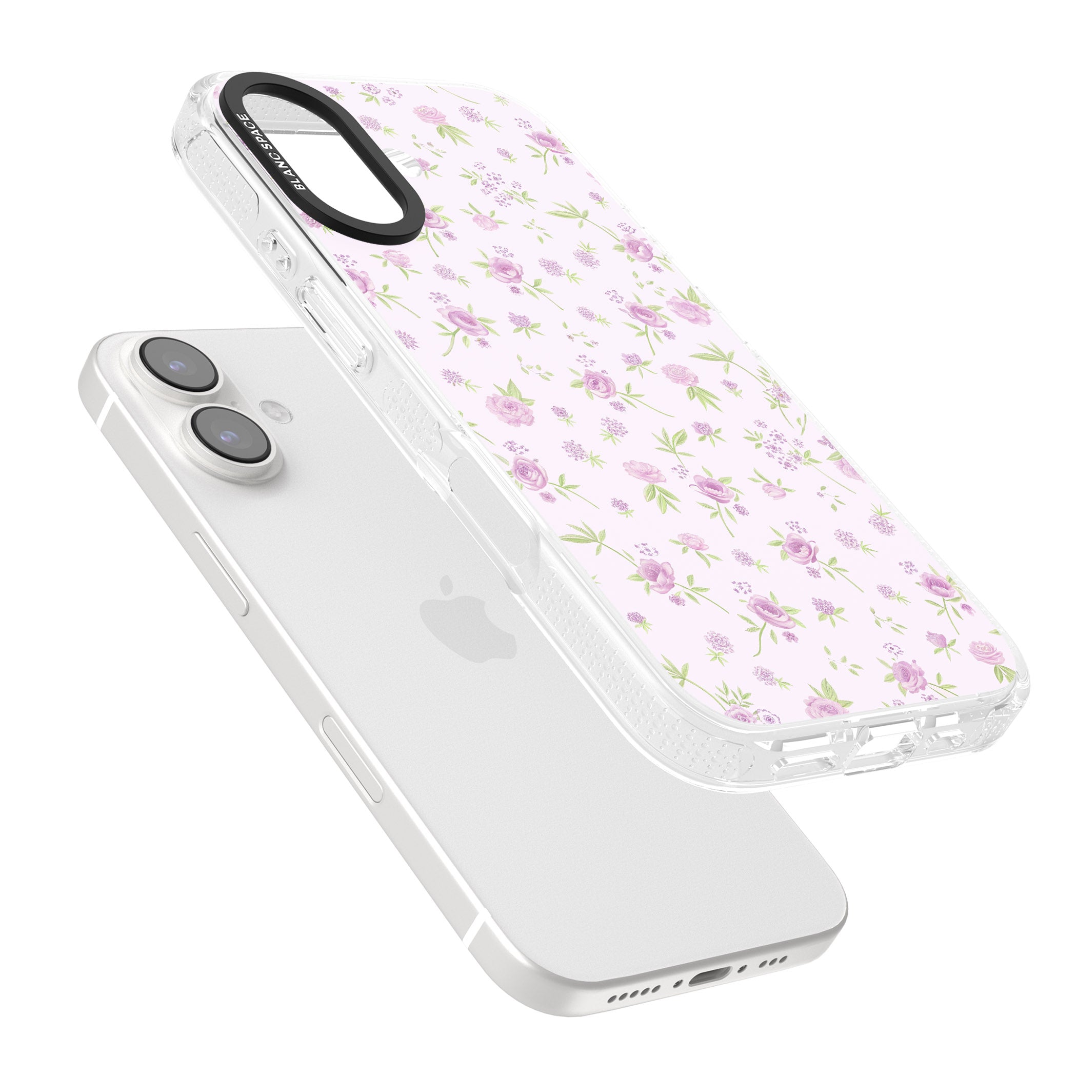 Pink Peonies iPhone 16 / 16 Plus Clear Case Impact Air - Blanc Space