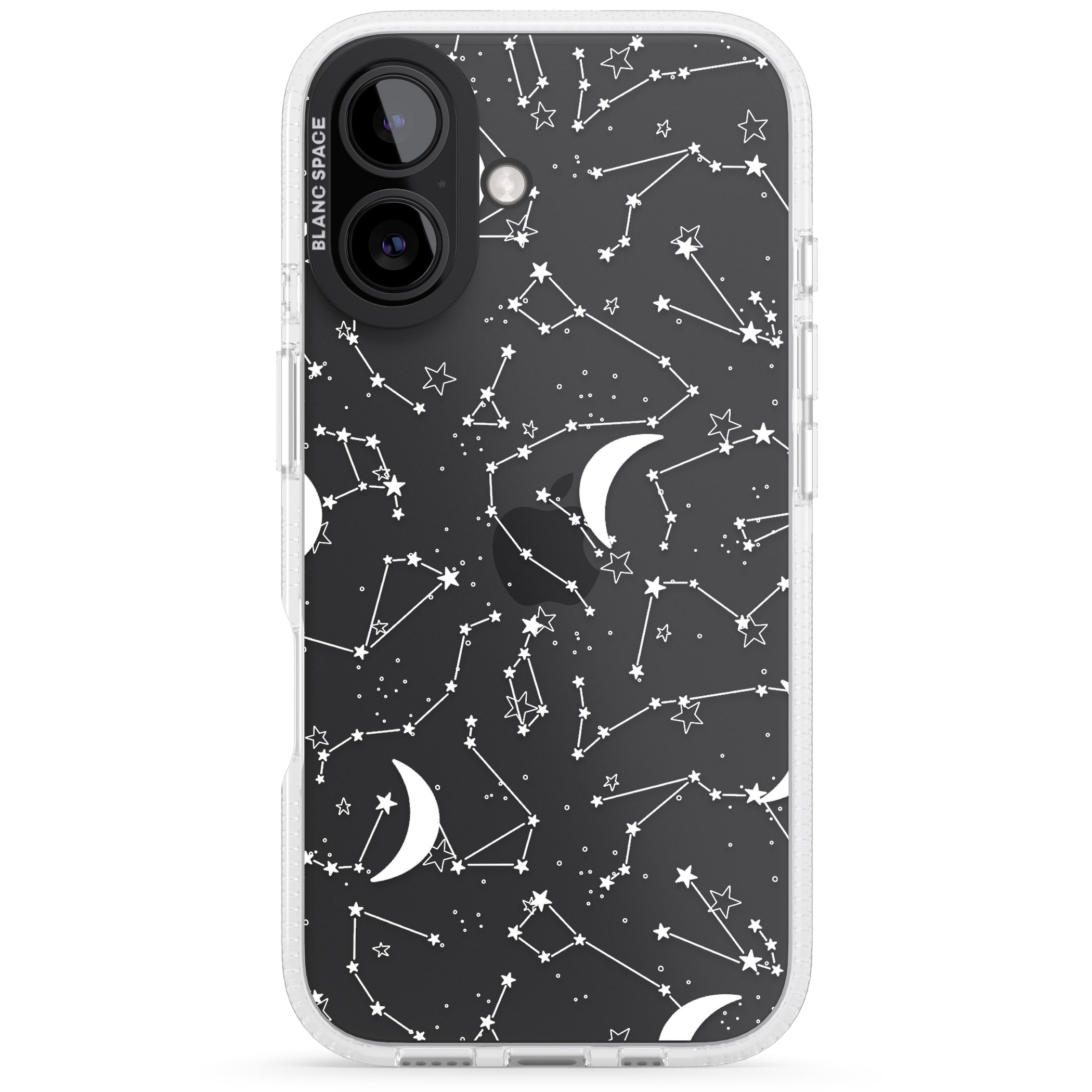 White Constellations iPhone 16 / 16 Plus Clear Case Impact Air - Blanc Space