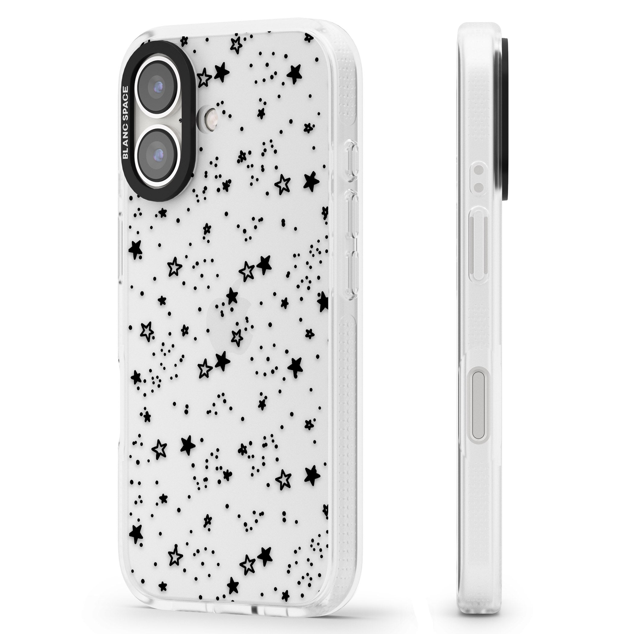 Solid Stars iPhone 16 / 16 Plus Clear Case Impact Air - Blanc Space