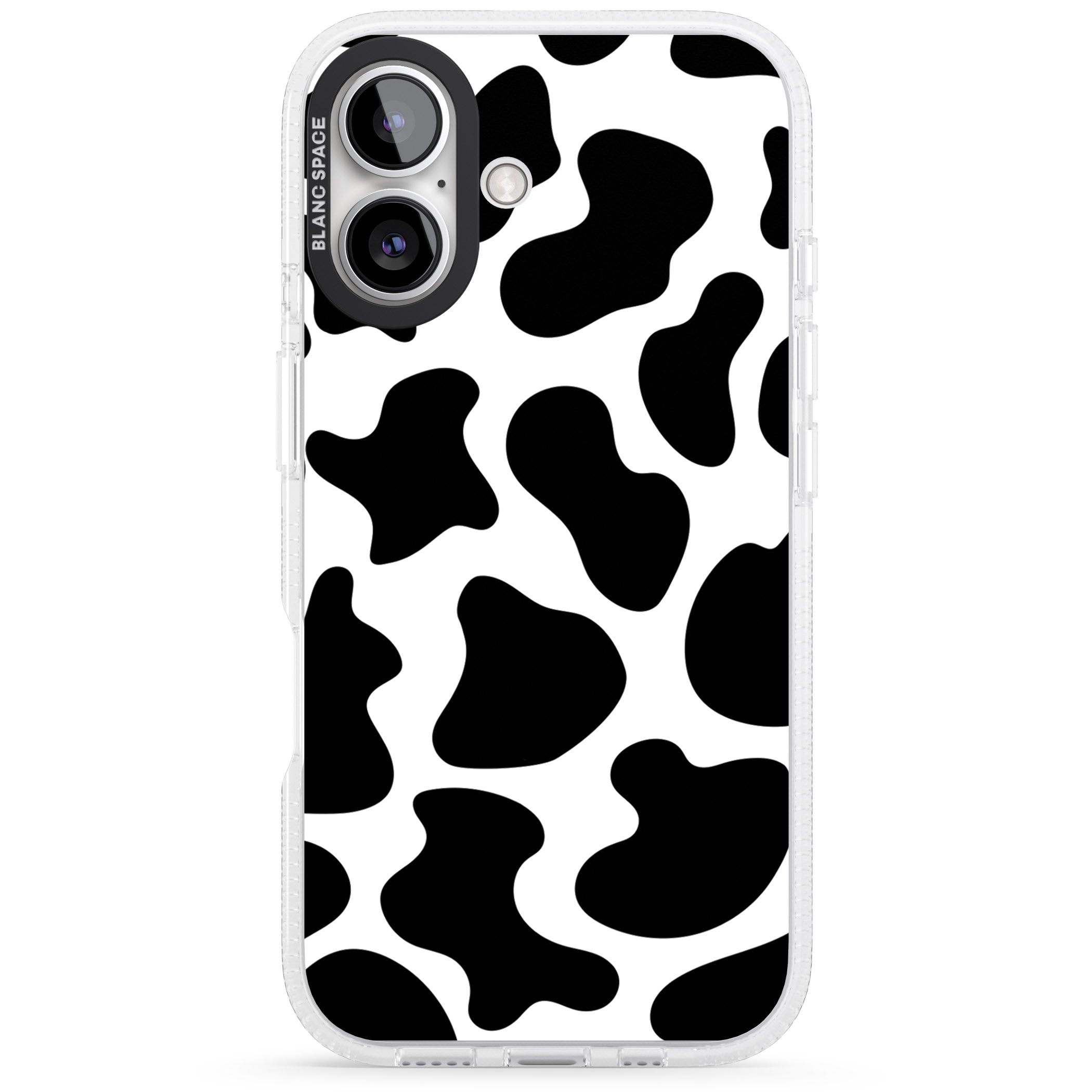 Cow Print iPhone 16 / 16 Plus Clear Case Impact Air - Blanc Space