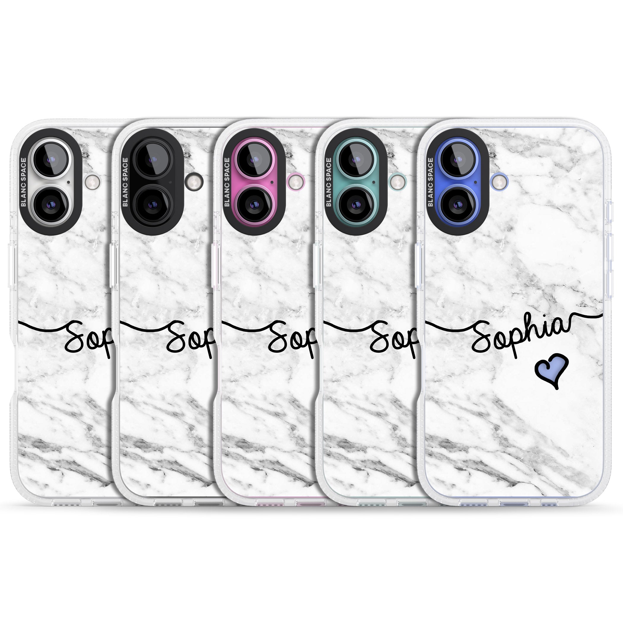 White Marble iPhone 16 / 16 Plus Clear Case Impact Air - Blanc Space