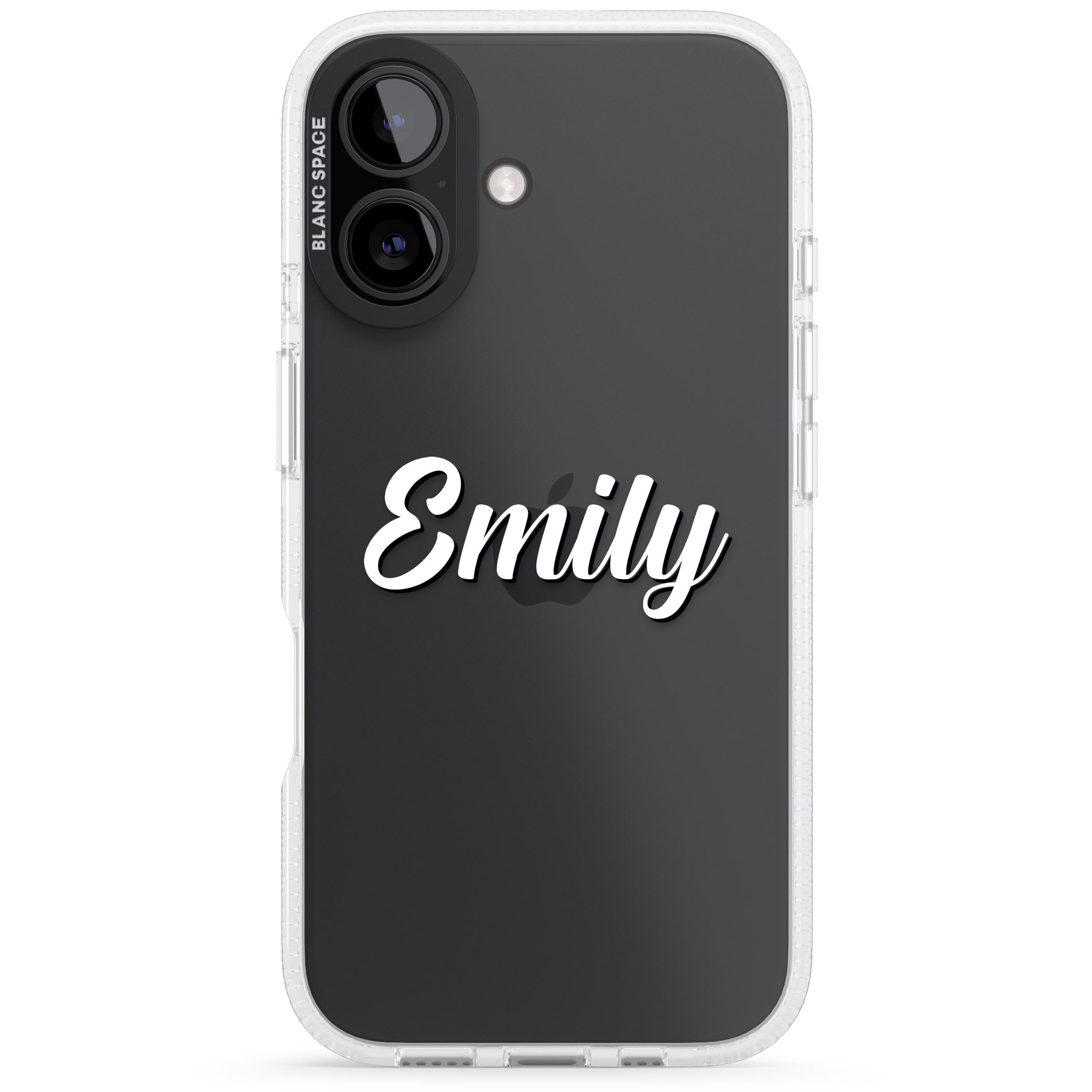 Personalised Clear Text 1B iPhone 16 / 16 Plus Clear Case Impact Air - Blanc Space