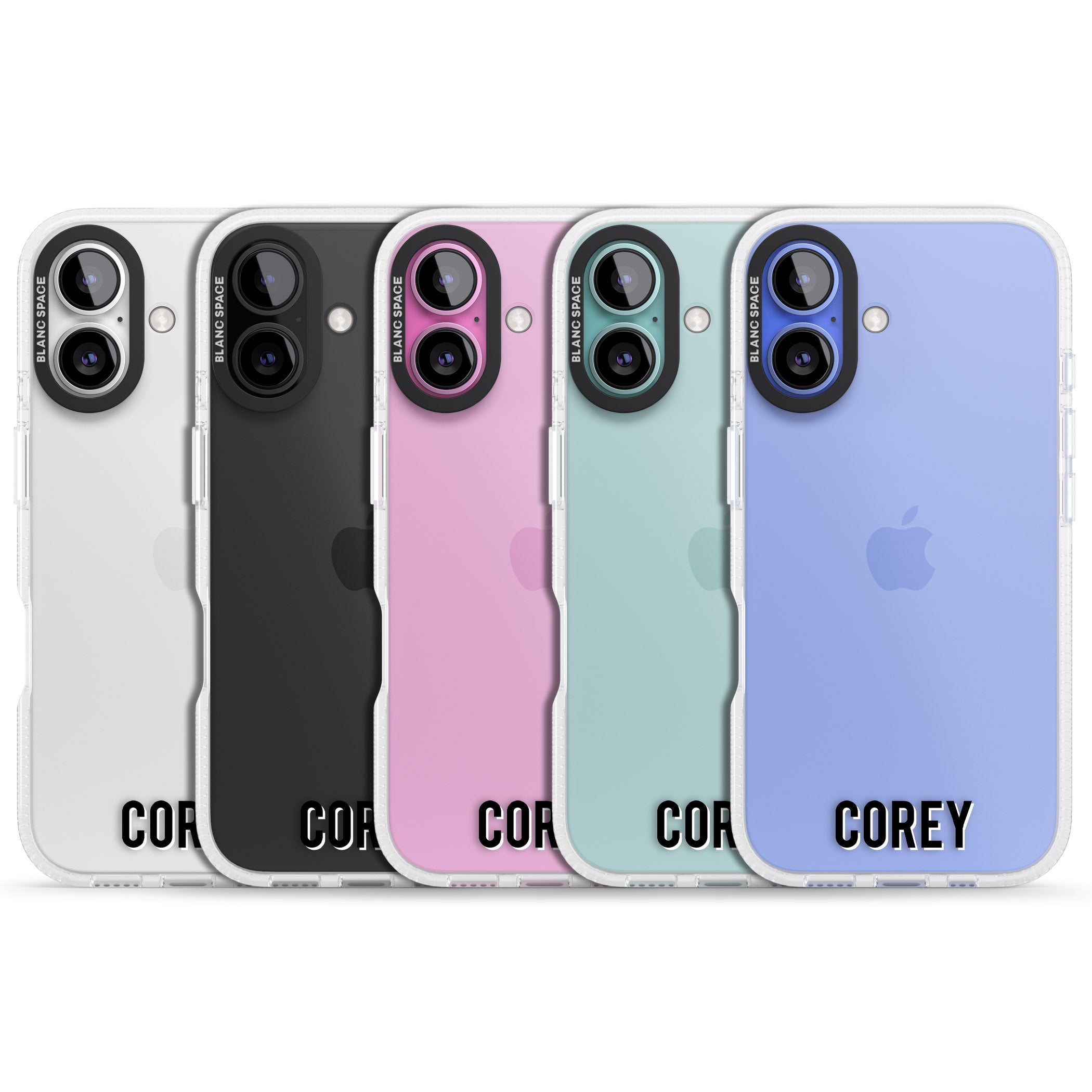 Personalised Clear Text 2A iPhone 16 / 16 Plus Clear Case Impact Air - Blanc Space