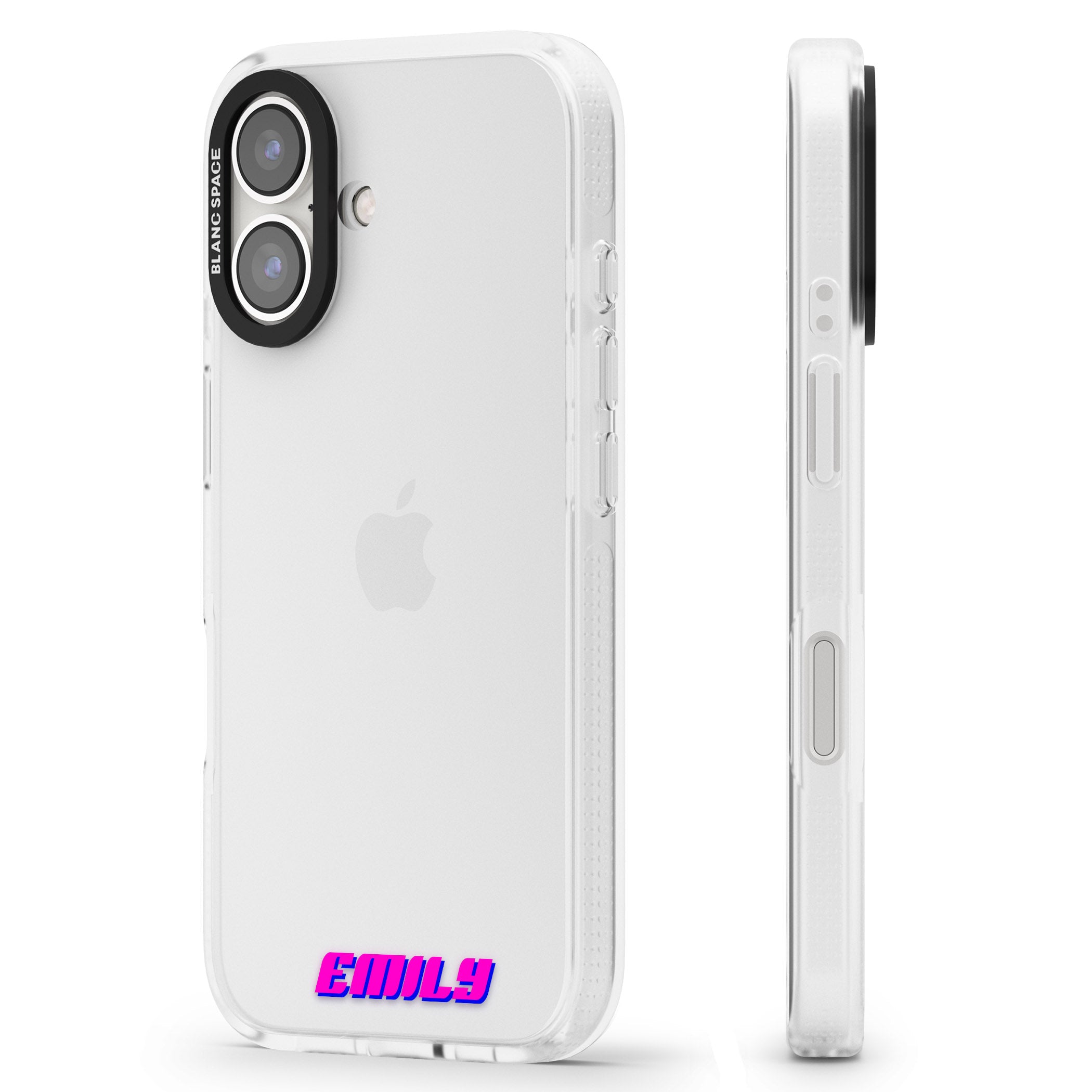 Personalised Clear Text 2C iPhone 16 / 16 Plus Clear Case Impact Air - Blanc Space