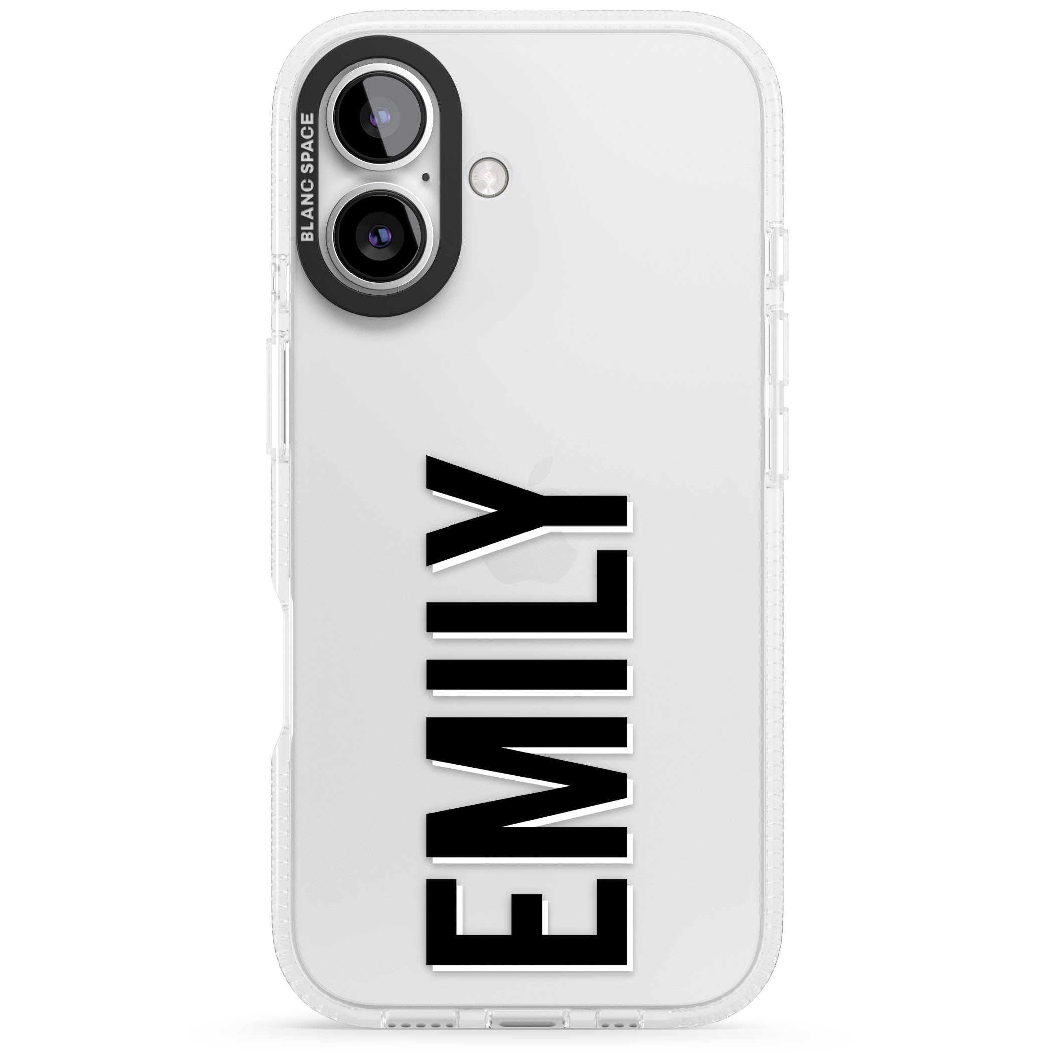 Personalised Clear Text 3A iPhone 16 / 16 Plus Clear Case Impact Air - Blanc Space