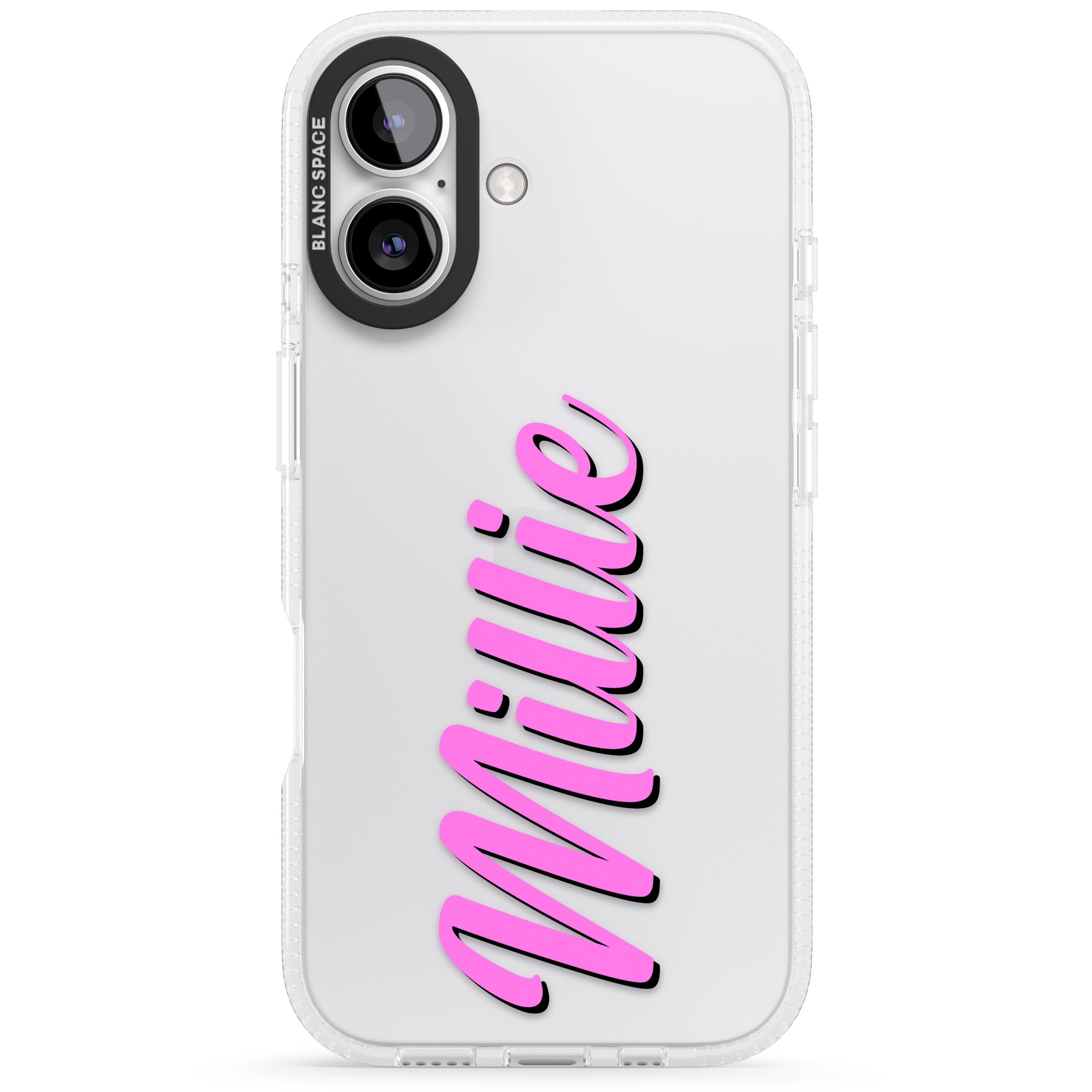 Personalised Clear Text 3C iPhone 16 / 16 Plus Clear Case Impact Air - Blanc Space