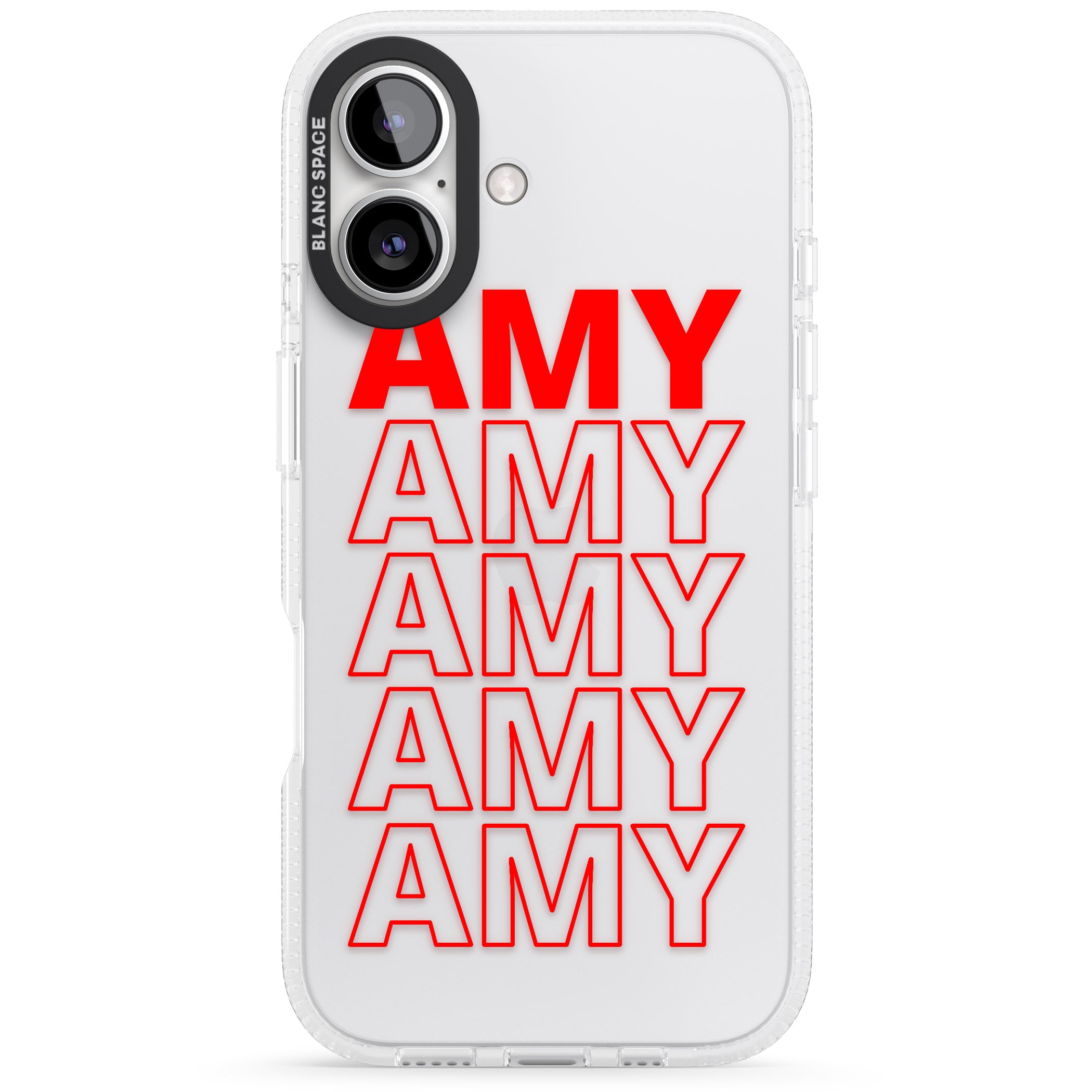 Personalised Clear Text 5B iPhone 16 / 16 Plus Clear Case Impact Air - Blanc Space