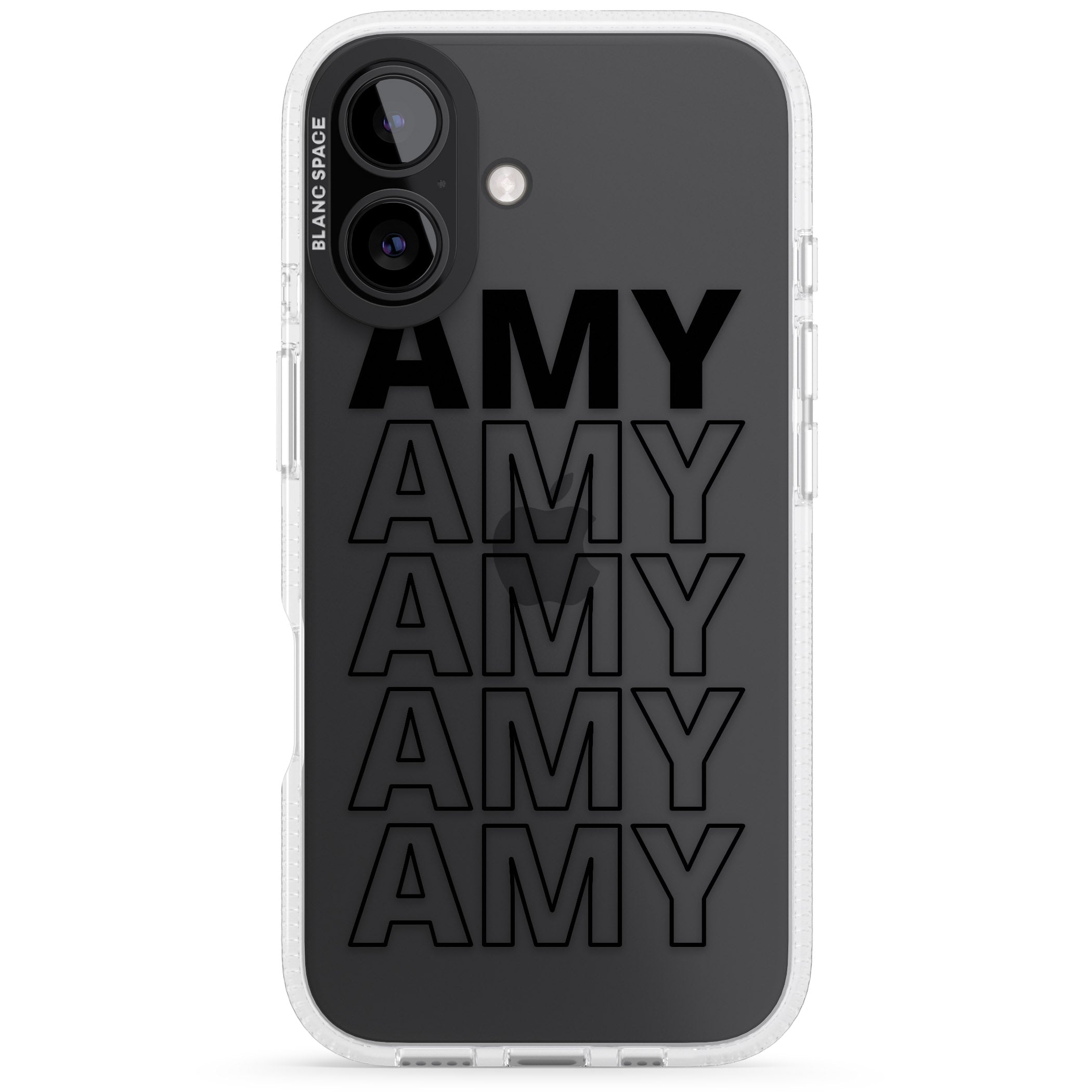 Personalised Clear Text 5E iPhone 16 / 16 Plus Clear Case Impact Air - Blanc Space