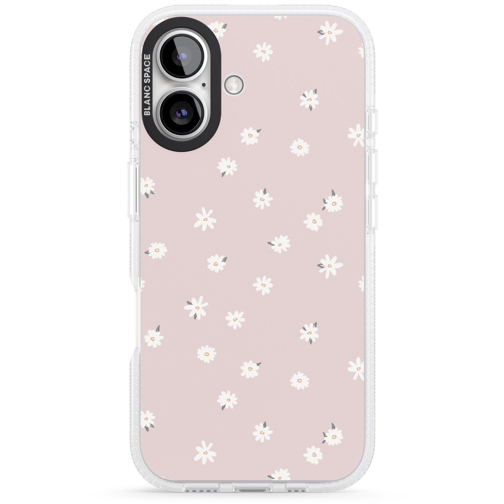 Painted Daises on Pink iPhone 16 / 16 Plus Clear Case Impact Air - Blanc Space