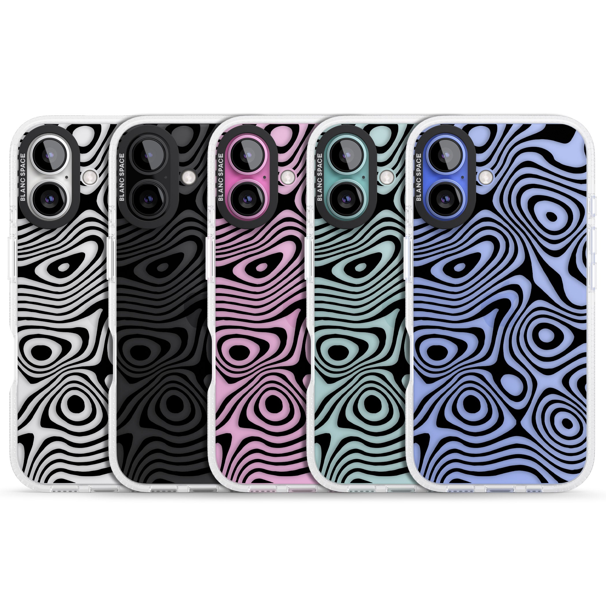 DARK TOPOGRAPHIC MAP iPhone 16 / 16 Plus Clear Case Impact Air - Blanc Space