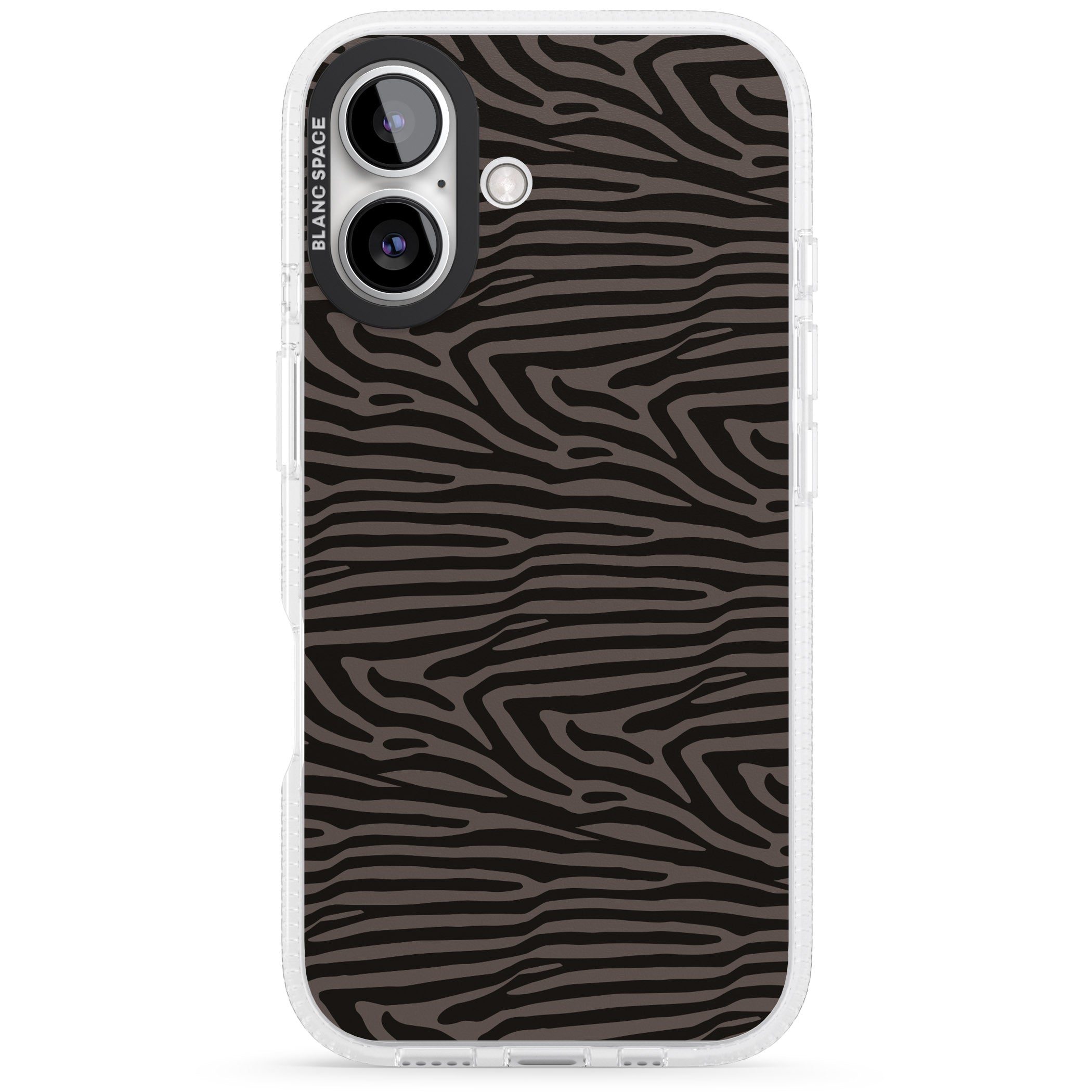 Dark Animal Print Pattern Zebra iPhone 16 / 16 Plus Clear Case Impact Air - Blanc Space