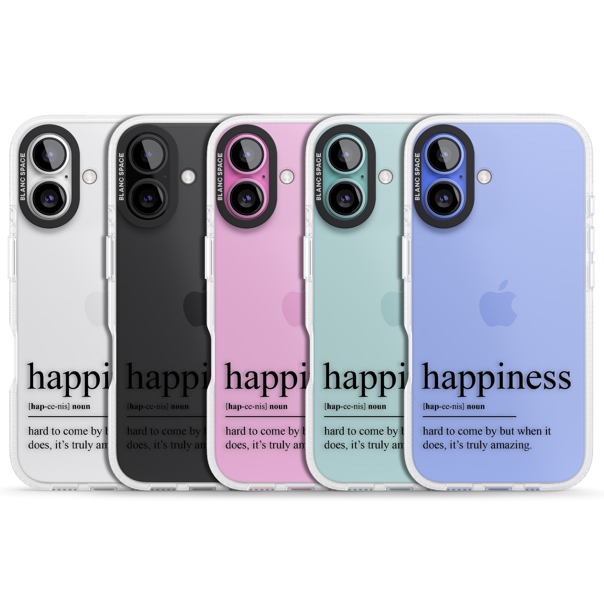 Happiness iPhone 16 / 16 Plus Clear Case Impact Air - Blanc Space